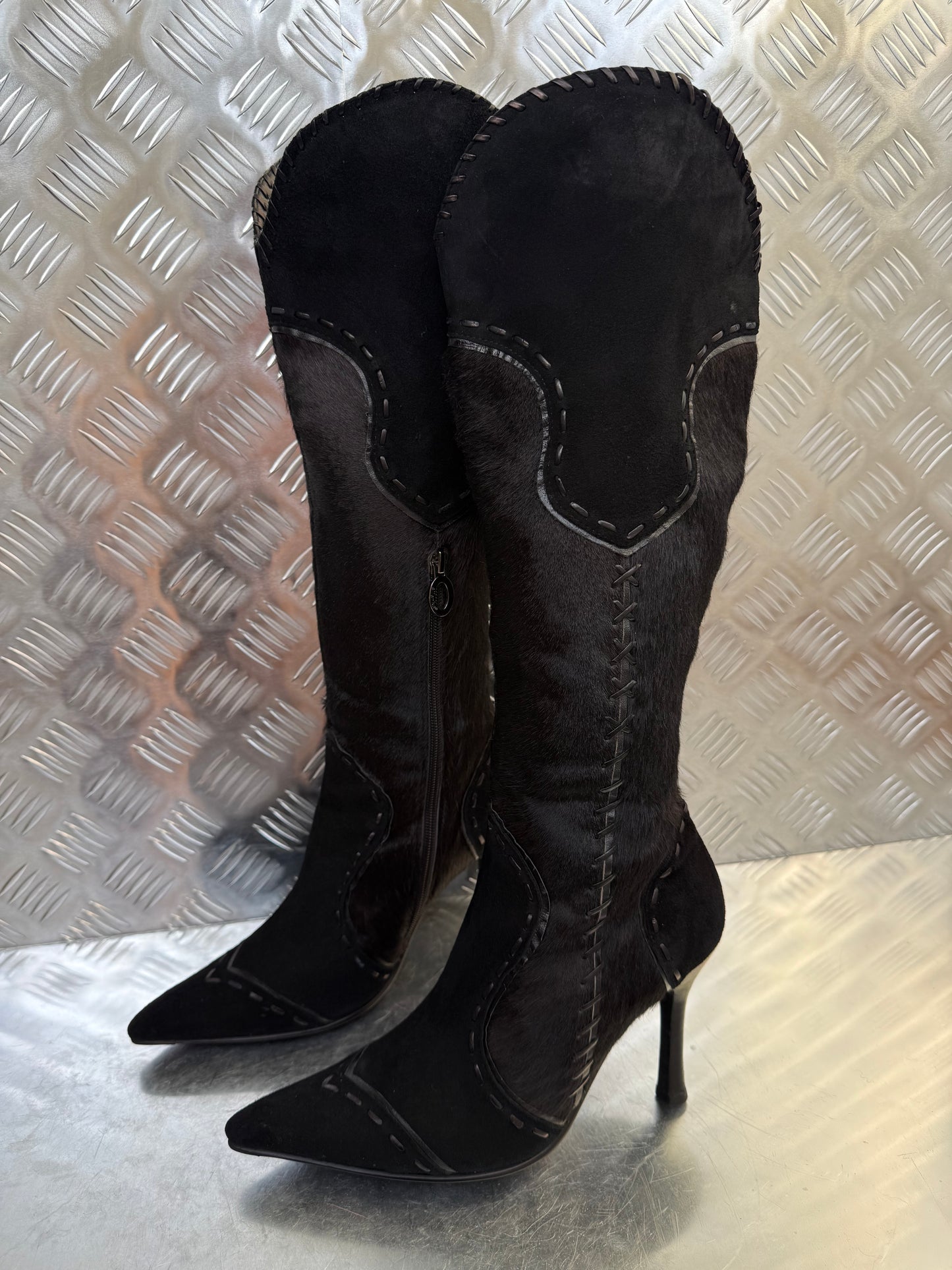 Vintage suede & pony-hair leather boots Twinkling Global