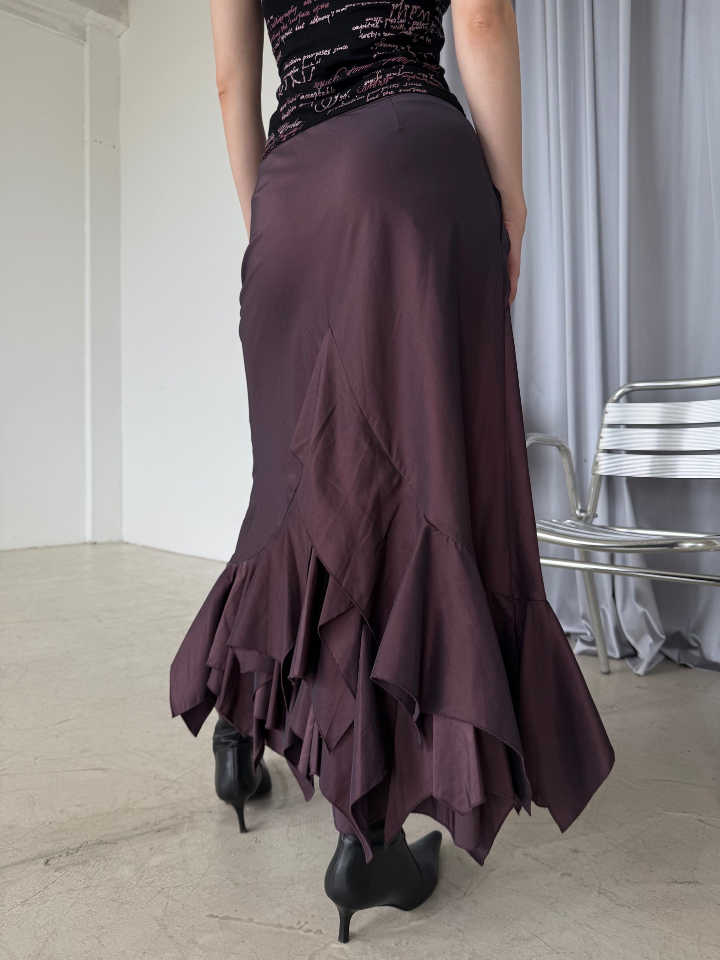 Vintage Plum Ruffle Hem Maxi Skirt – Twinkling Global