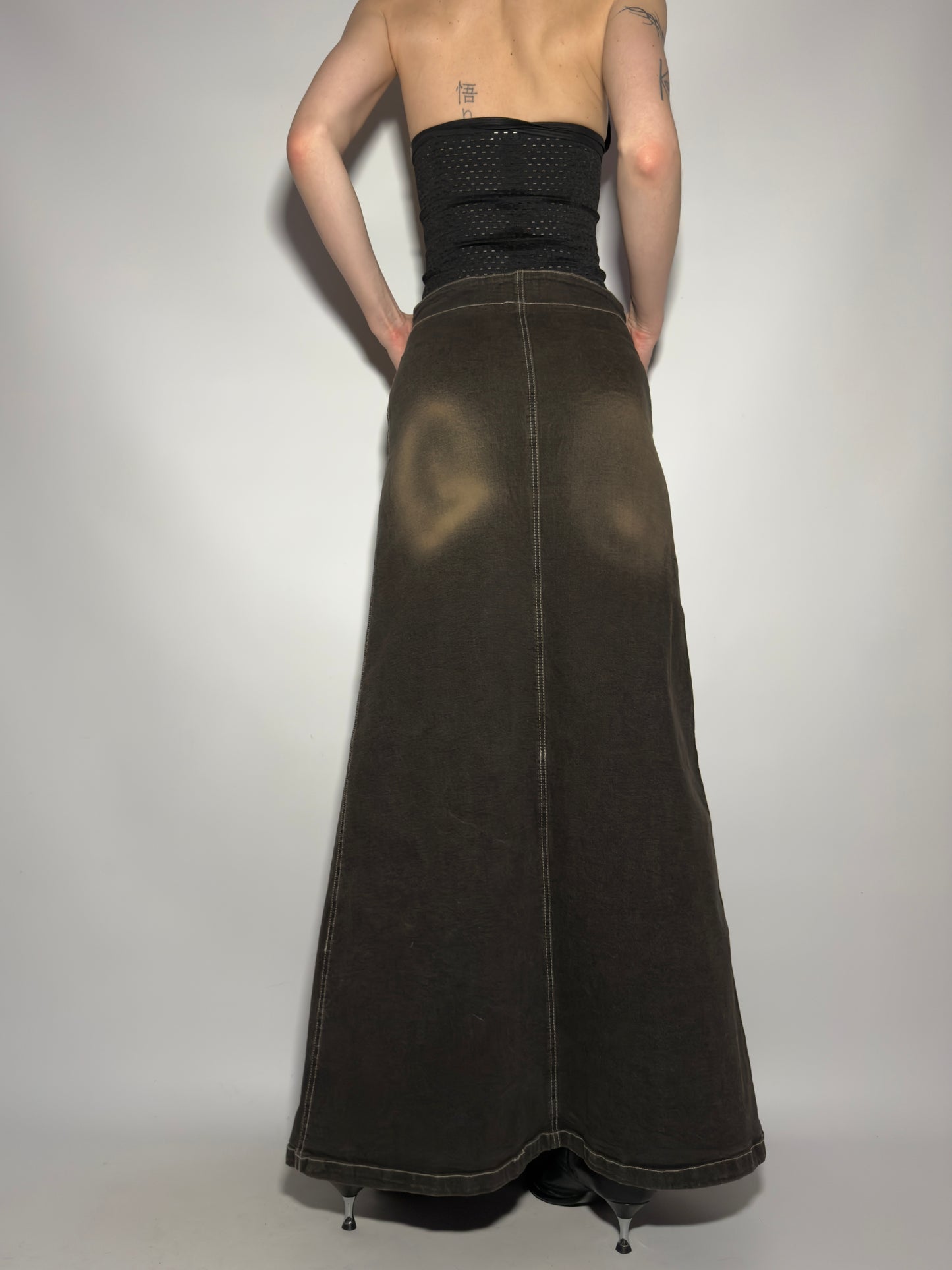 Vintage Brownish Denim Skirt - TWINKLING GLOBAL