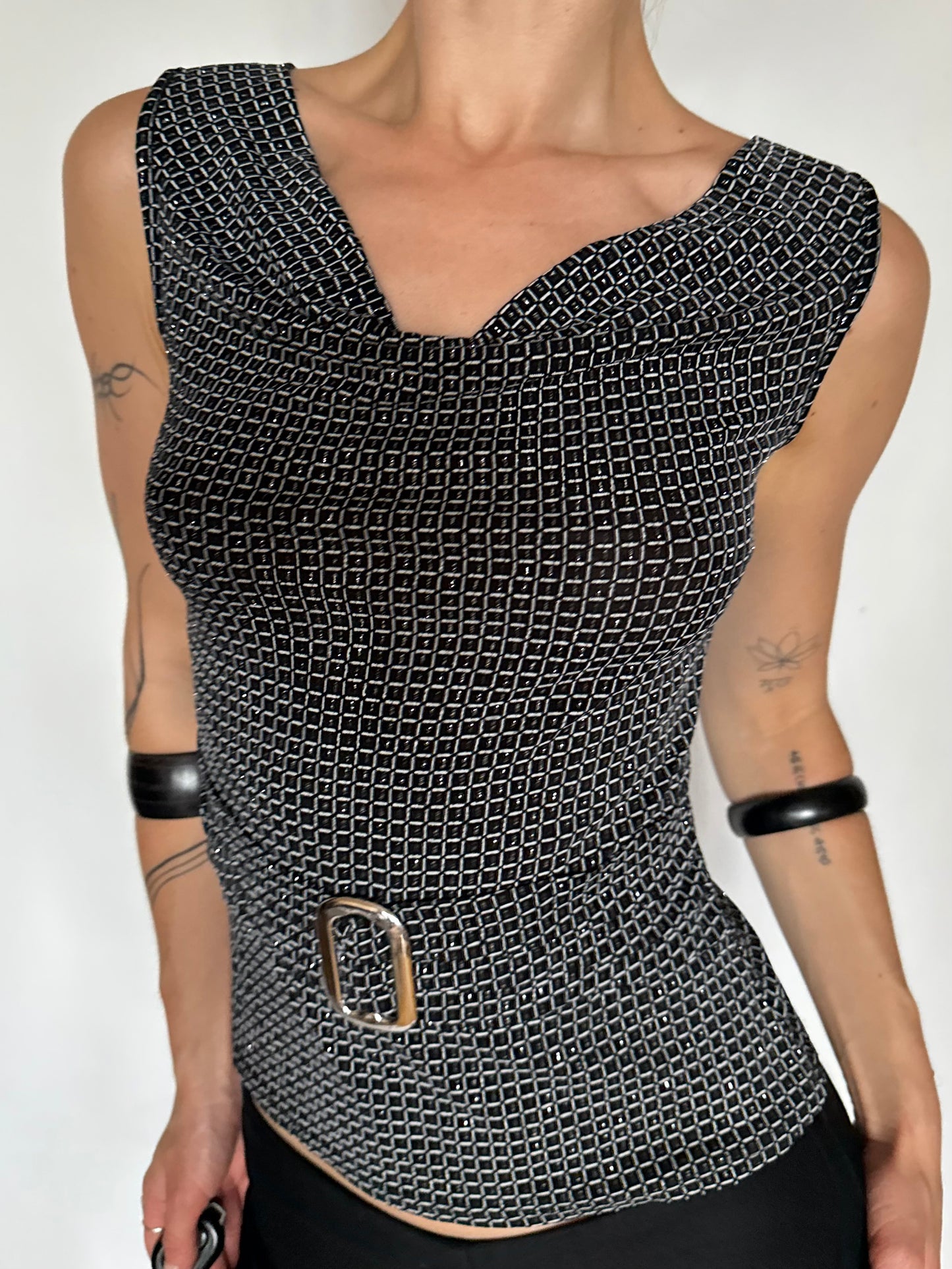 Vintage Geometric Belted Top – Twinkling Global