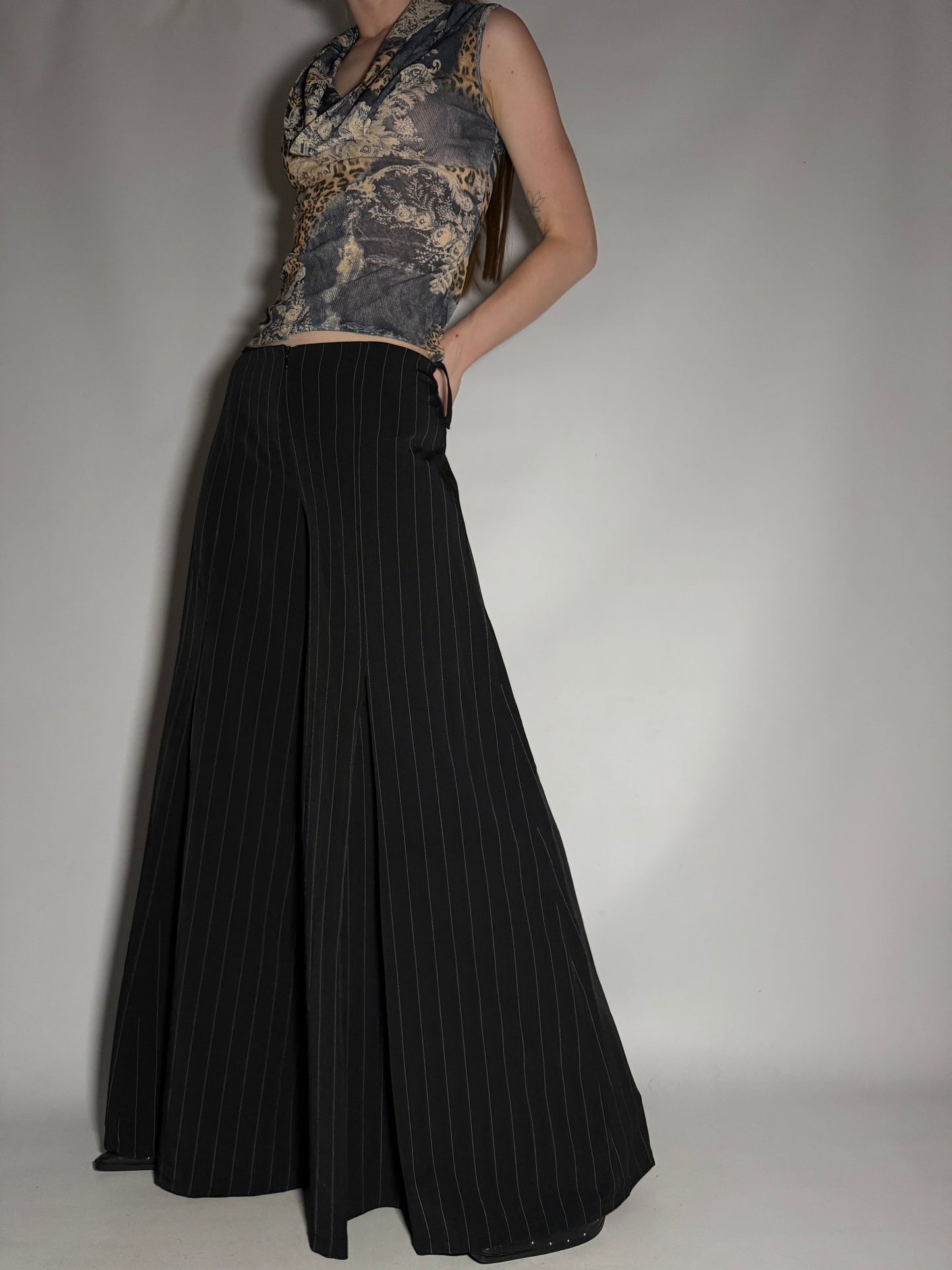 Y2K Wide-Leg Pinstripe Palazzo Pants TWINKLING