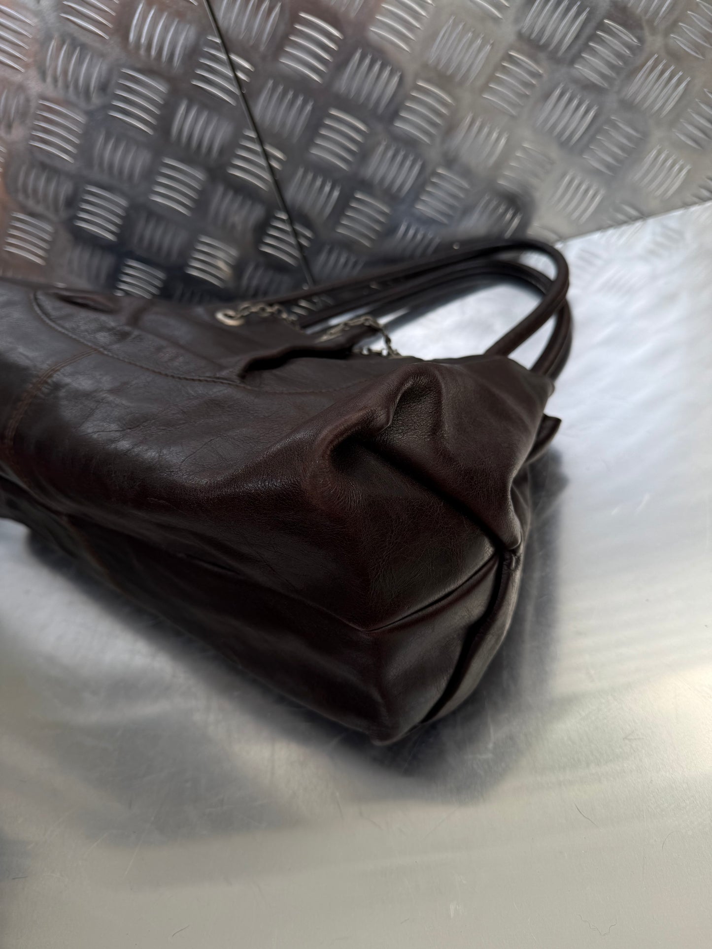 Vintage Furla Brown Leather Bag Twinkling Global