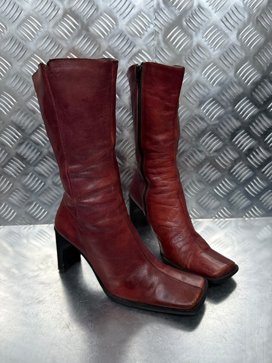 Vintage Burgundy Leather Boots – TWINKLING GLOBAL