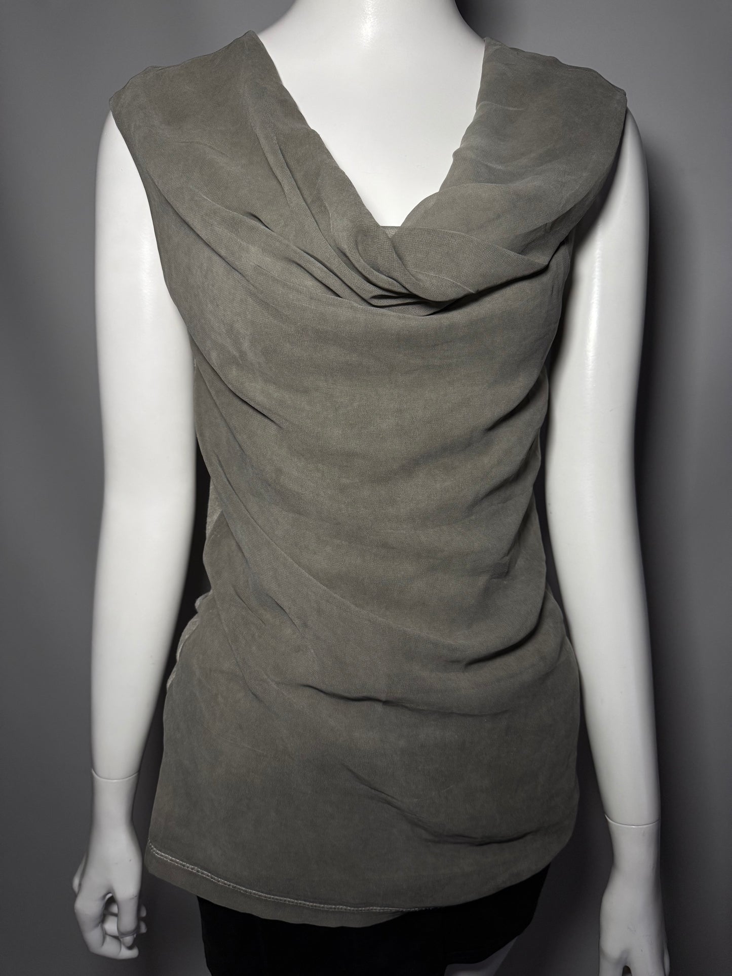 Y2K Olive Green Stretch Cowl Neck Top TWINKLING