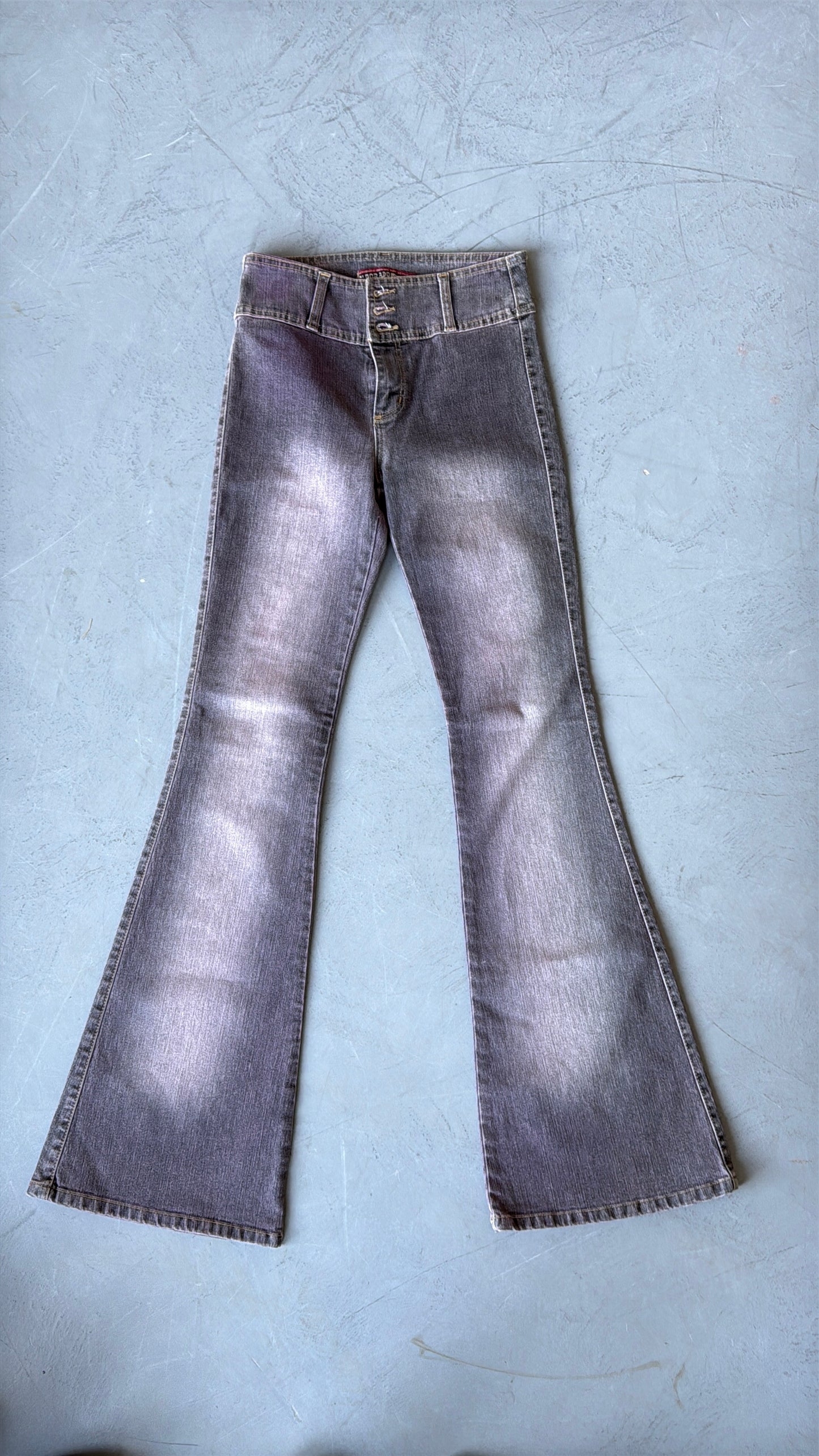 Grey-Pink Washed Stretch Flare Jeans Twinkling Global