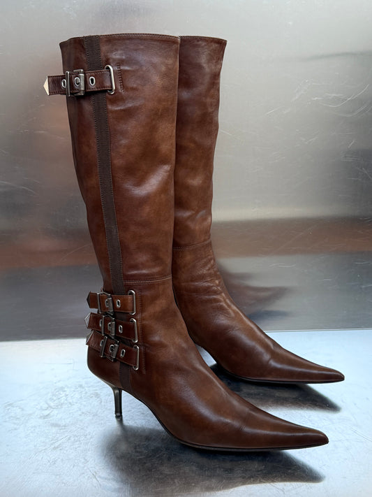 Vintage Brown Leather Boots SHY Twinkling Global