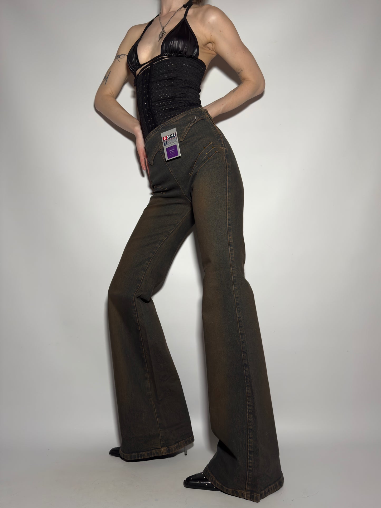 Vintage Brownish Flared Jeans - TWINKLING GLOBAL