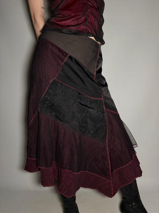 Avant-Garde Patchwork Midi Skirt Twinkling