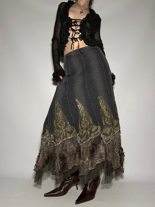 Vintage denim maxi skirt - TWINKLING GLOBAL