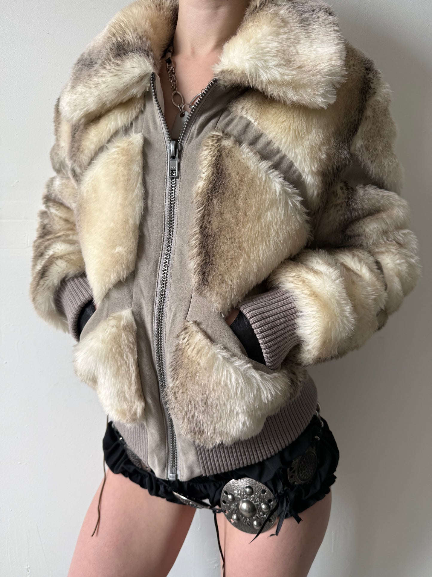 Vintage faux fur bomber jacket Twinkling Global