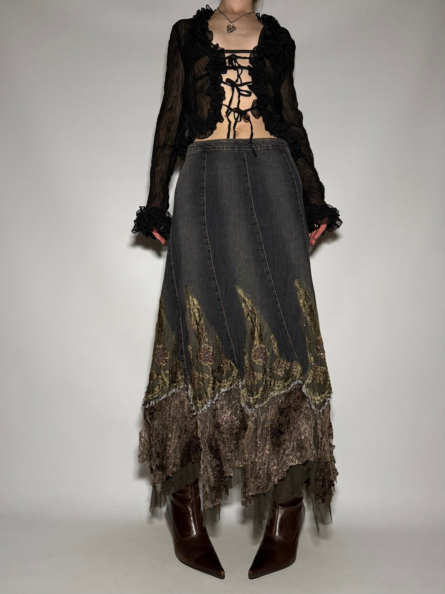Vintage denim maxi skirt - TWINKLING GLOBAL