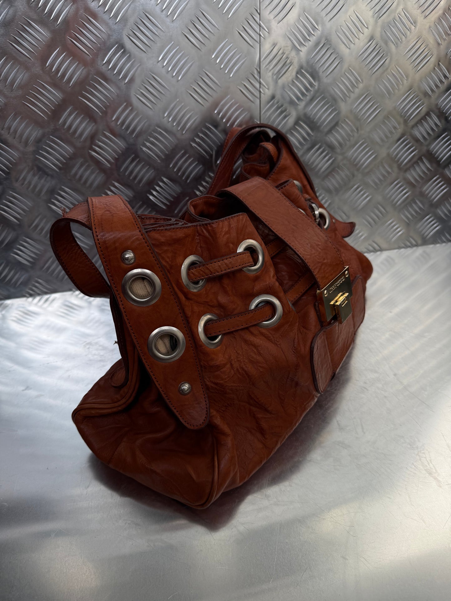 Vintage Brown Leather Bag Twinkling Global