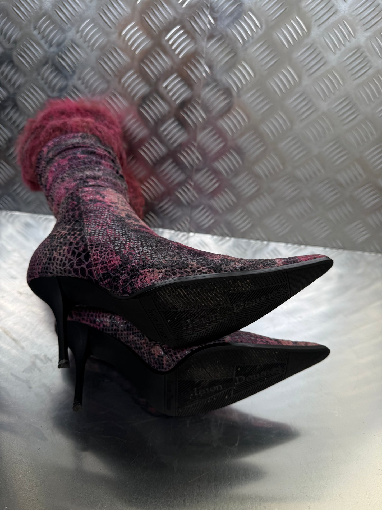 Vintage Italy leather boots with real fur trim Twinkling Global