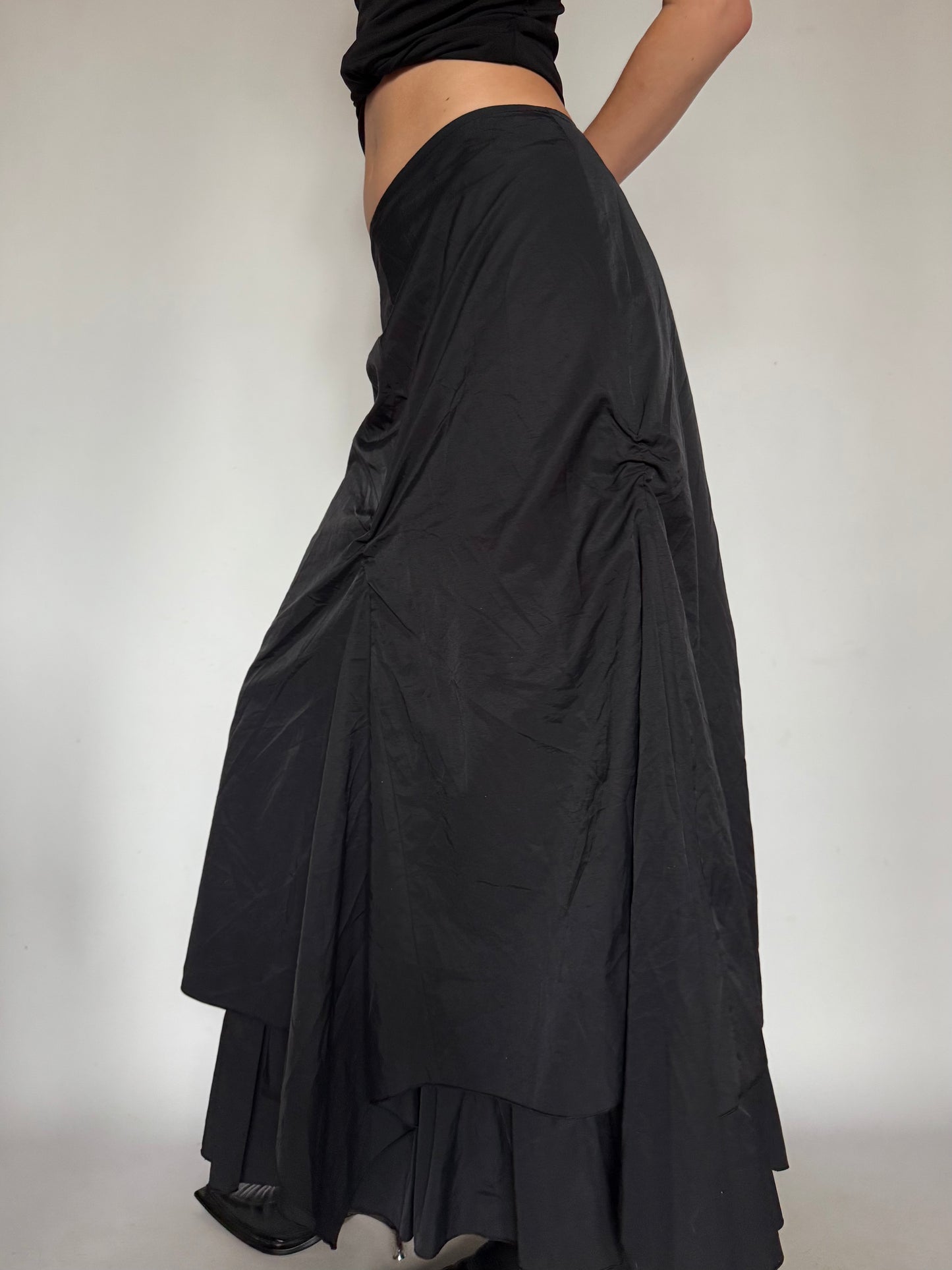 Layered Black Skirt with Draped Back Detail  Twinkling