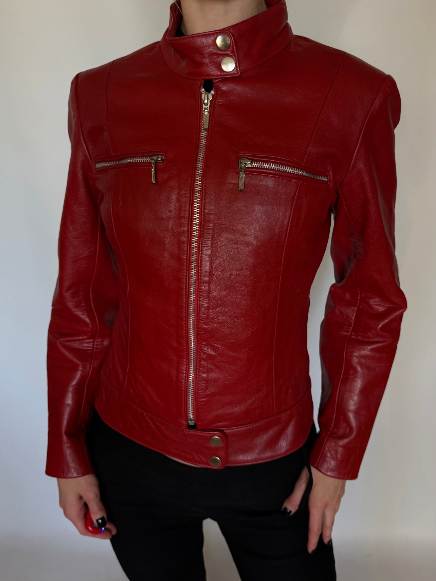 Vintage Red Leather Jacket Twinkling Global