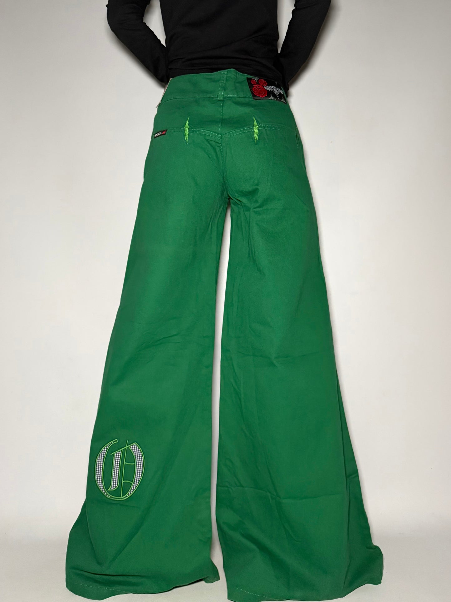 Green Wide-Leg Jeans Twinkling Global