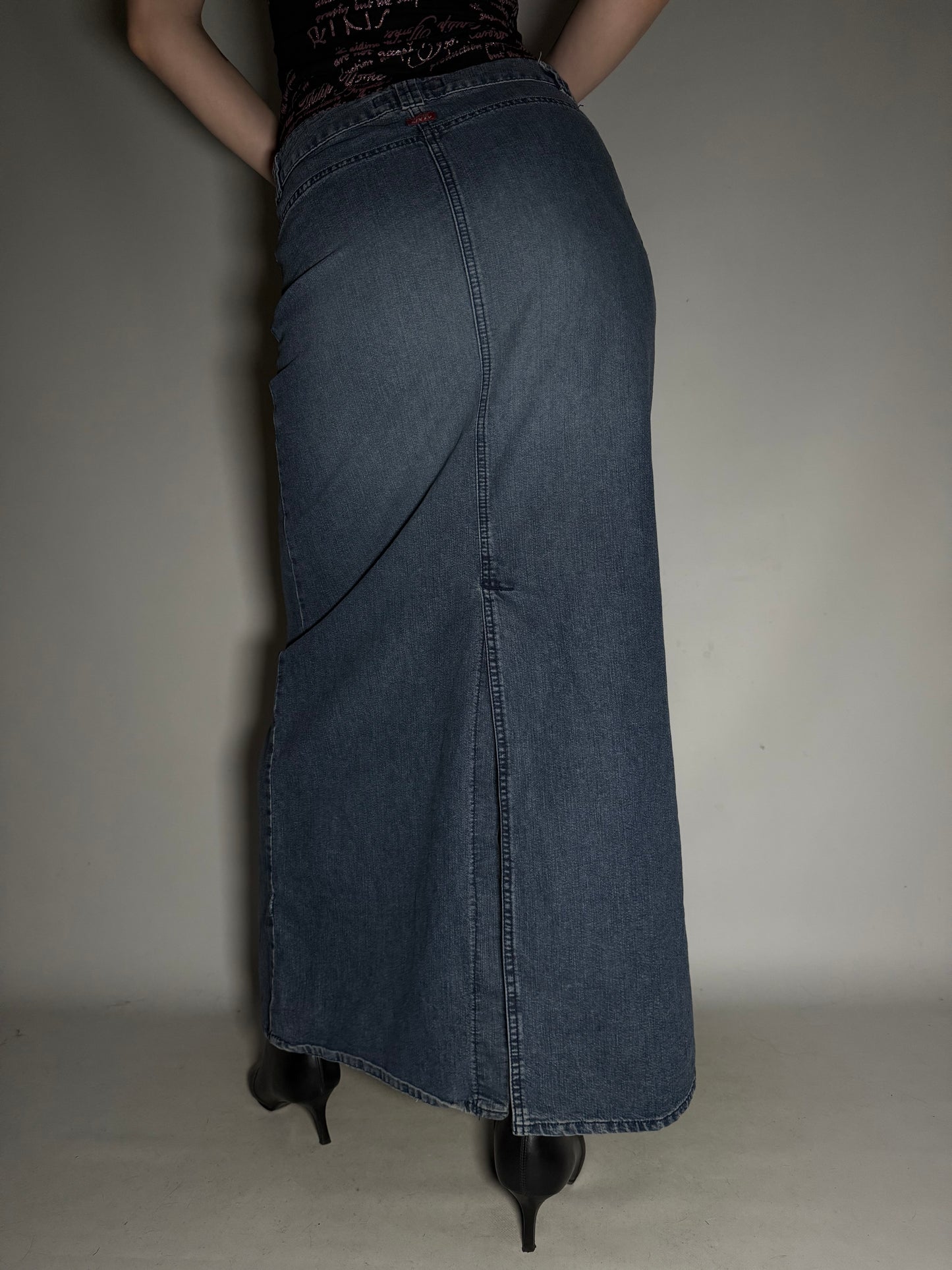 Miss Sixty Stretch Denim Maxi Skirt TWINKLING