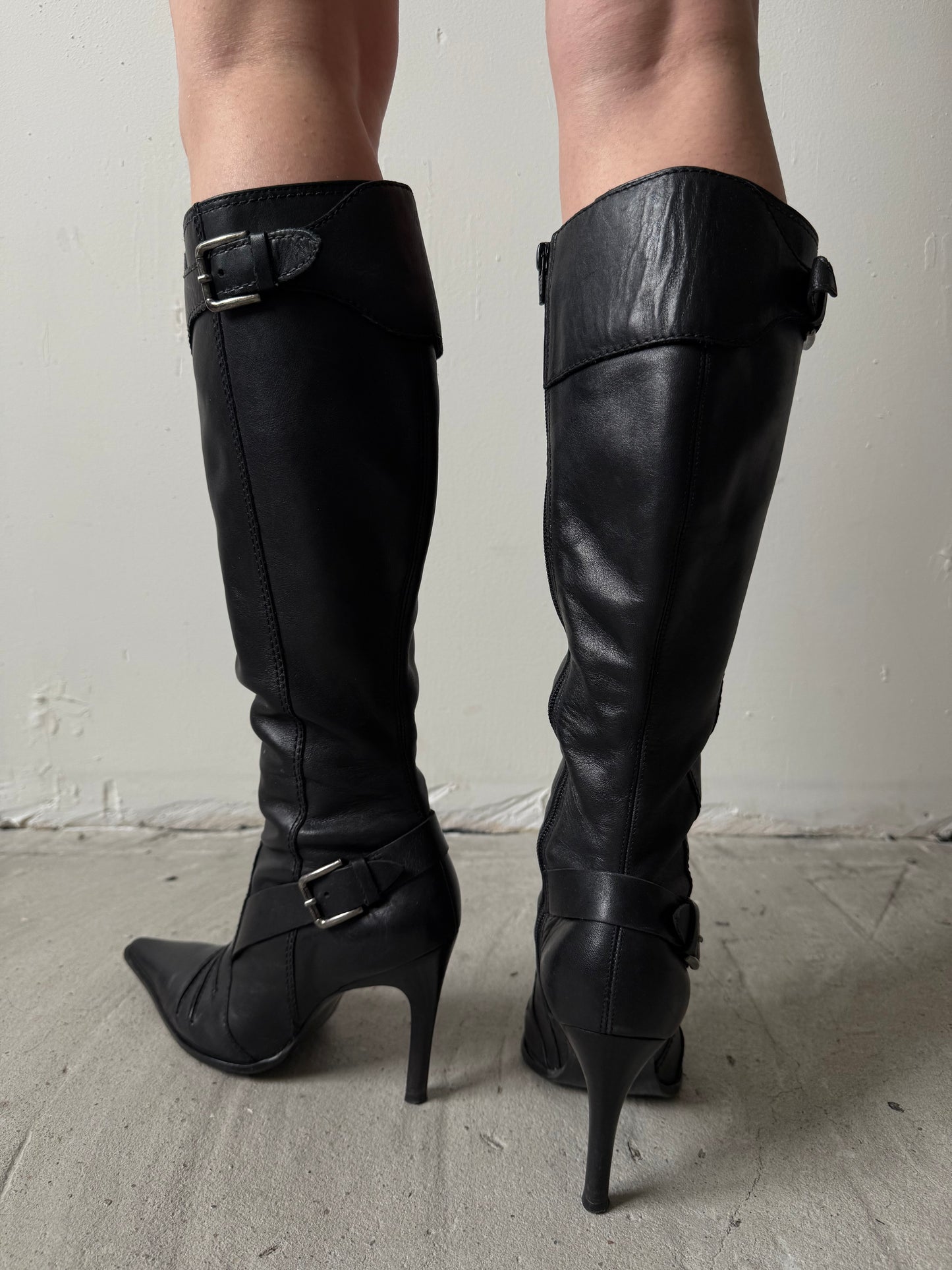 Vintage y2k leather knee-high boots TWINKLING GLOBAL