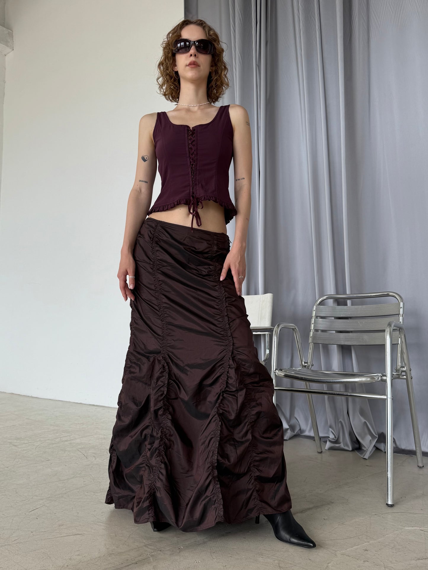 Vintage Ruched Maxi Skirt – Twinkling Global