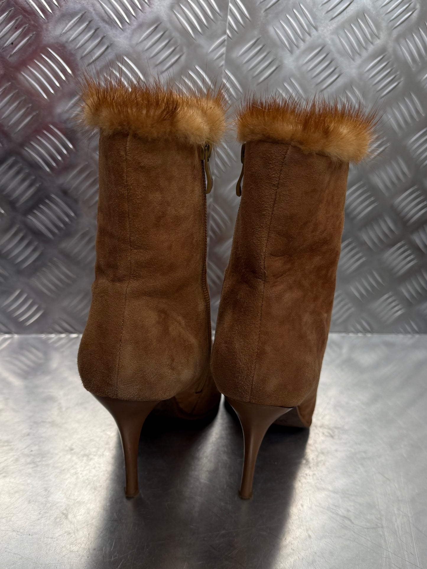 Vintage suede fur-trim boots TWINKLING GLOBAL