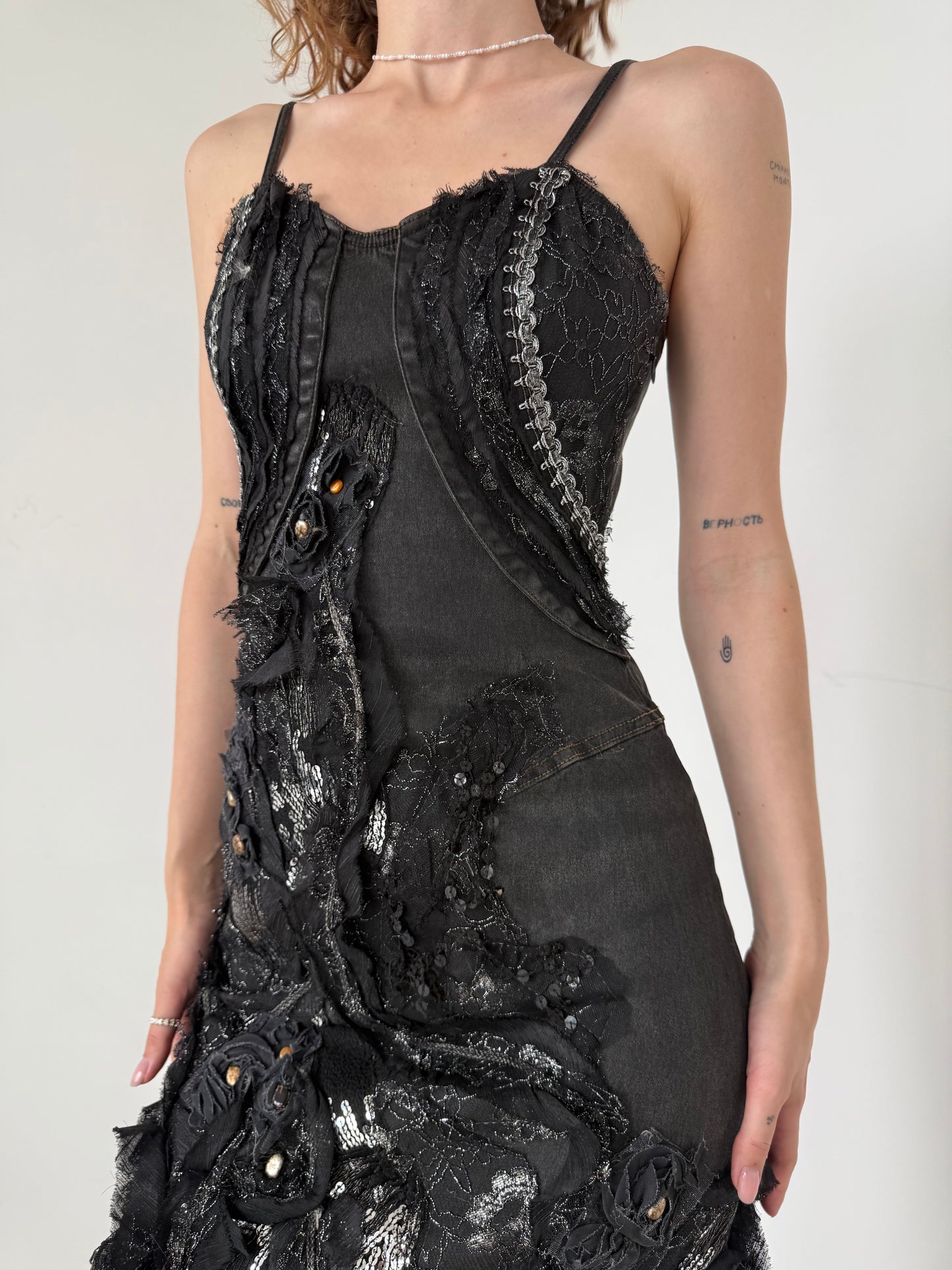 Vintage Black Couture Lace & Sequin Maxi Dress – Twinkling Global