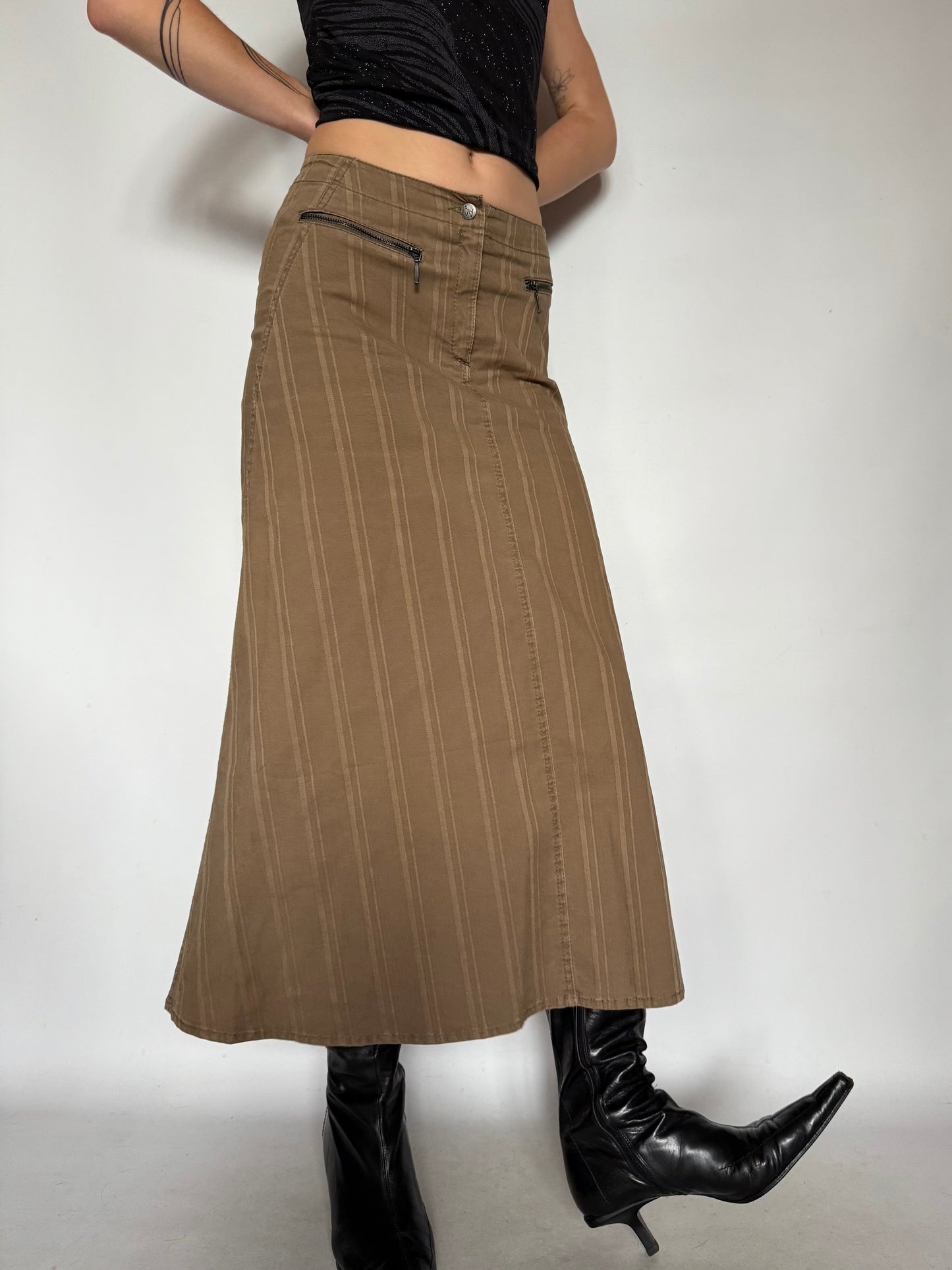 Vintage Brown Striped Maxi Skirt – Twinkling Global