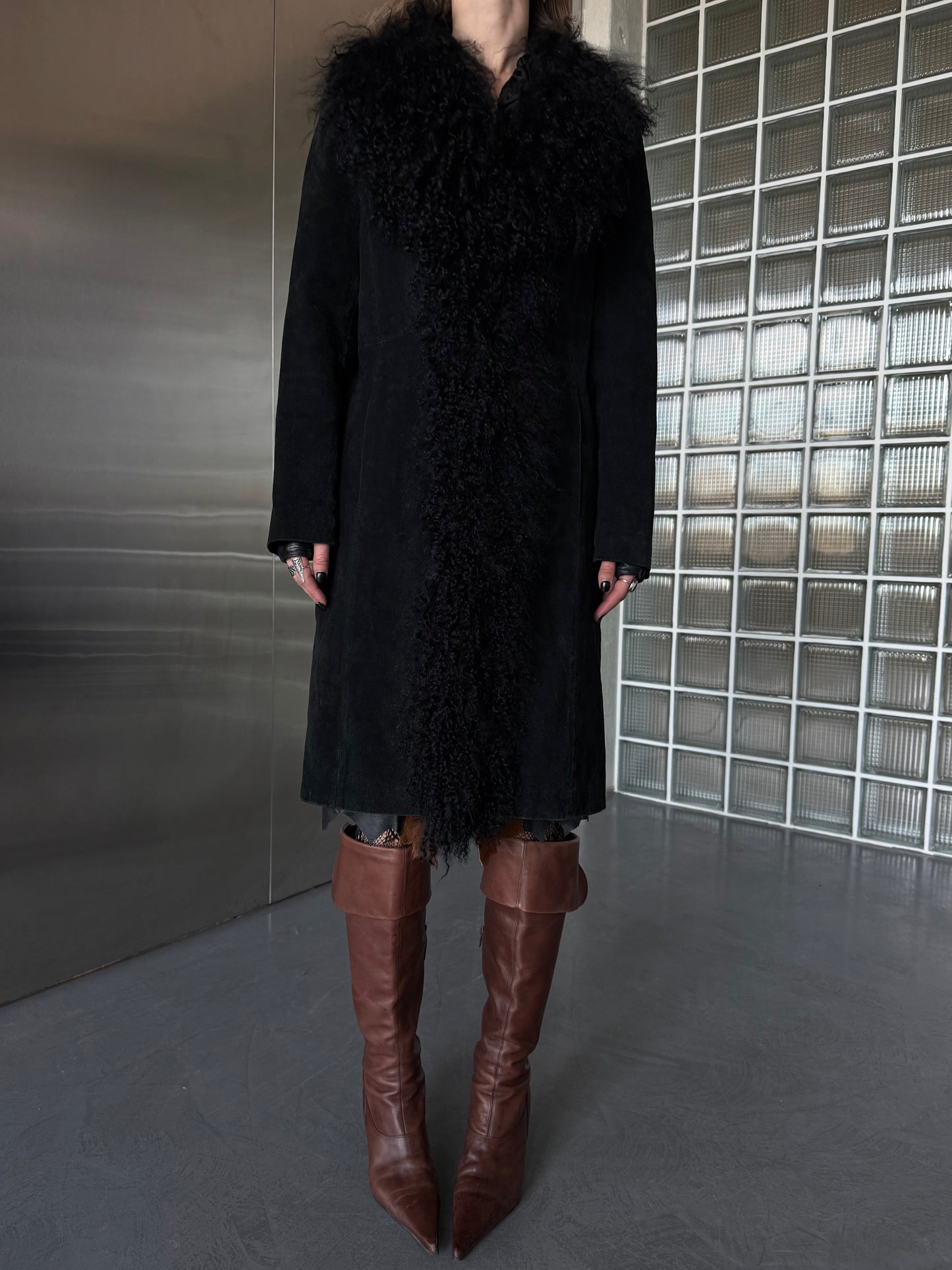 Vintage suede Penny Lane Afghan coat with llama fur Twinkling Global