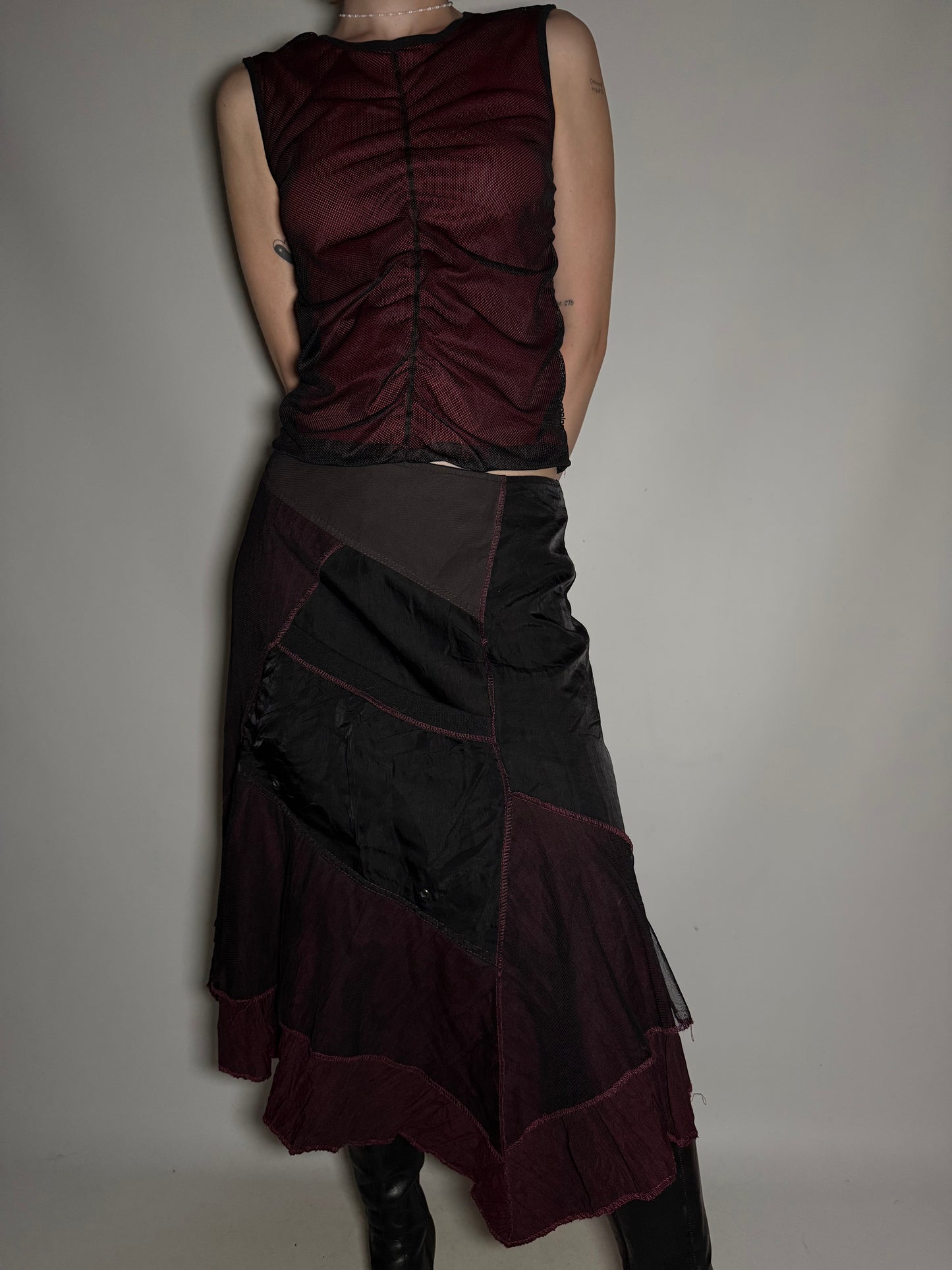 Avant-Garde Patchwork Midi Skirt Twinkling