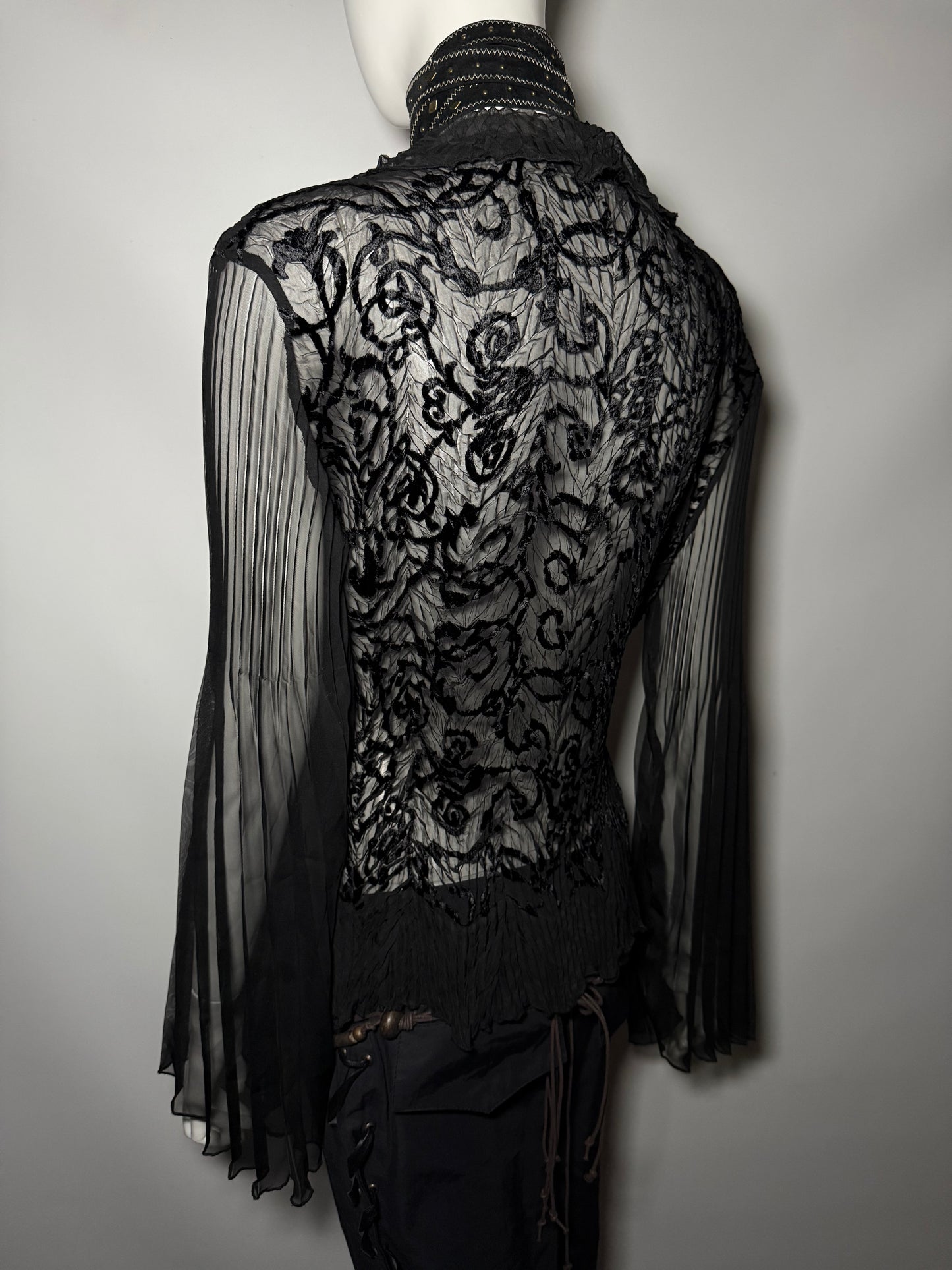 Vintage Crinkled Wrap Blouse - TWINKLING GLOBAL