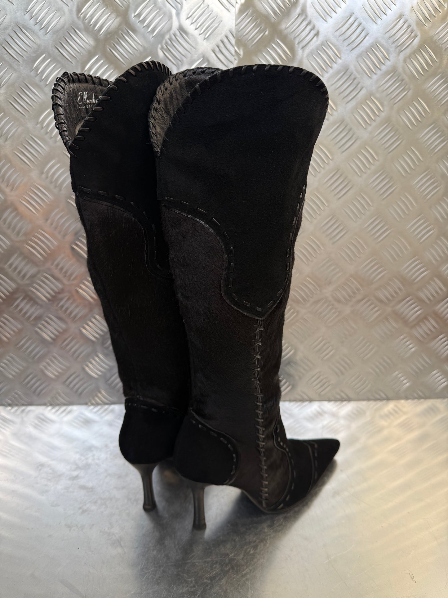 Vintage suede & pony-hair leather boots Twinkling Global