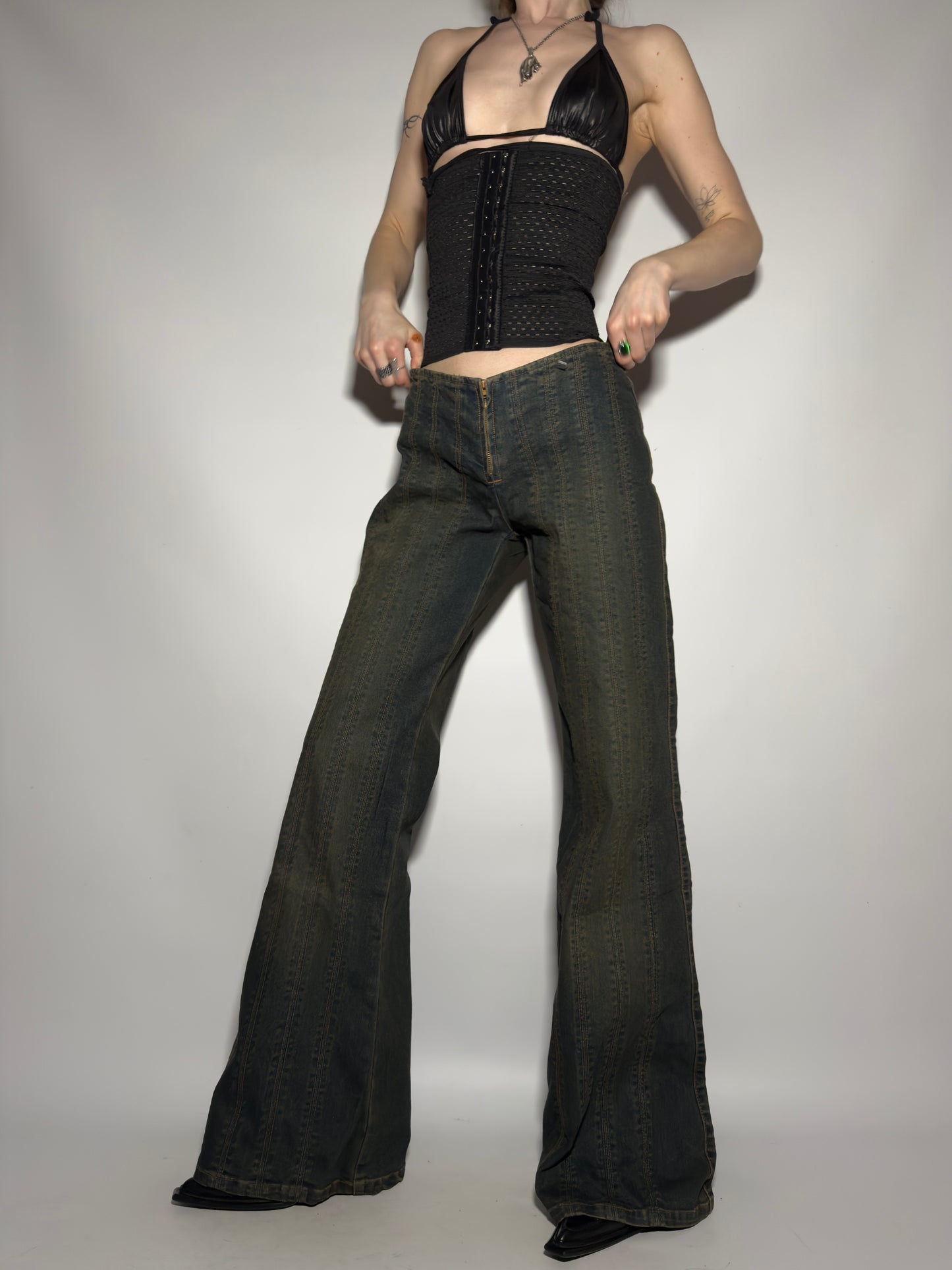 Vintage Brownish Flared Jeans  - TWINKLING GLOBAL