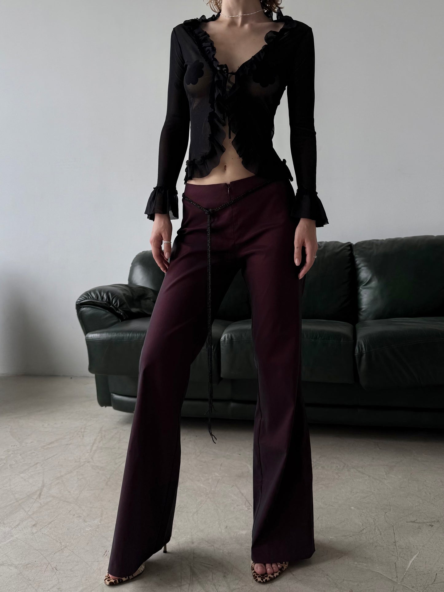 Vintage Sheer Ruffle Tie Blouse – Twinkling Global