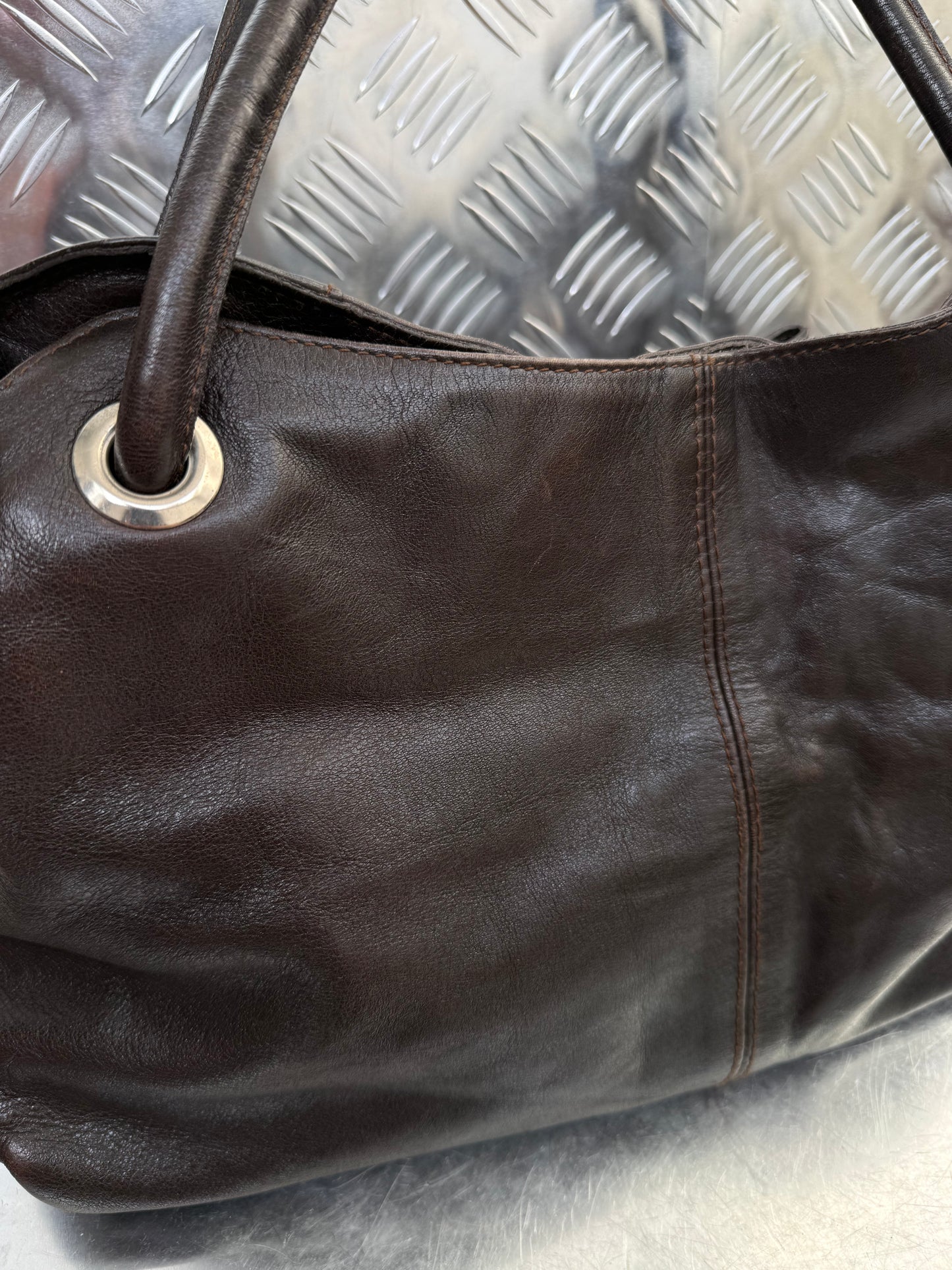 Vintage Furla Brown Leather Bag Twinkling Global