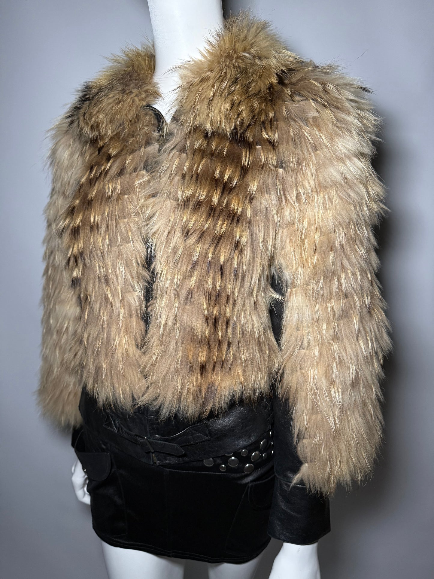 Vintage leather jacket with natural fur Twinkling Global