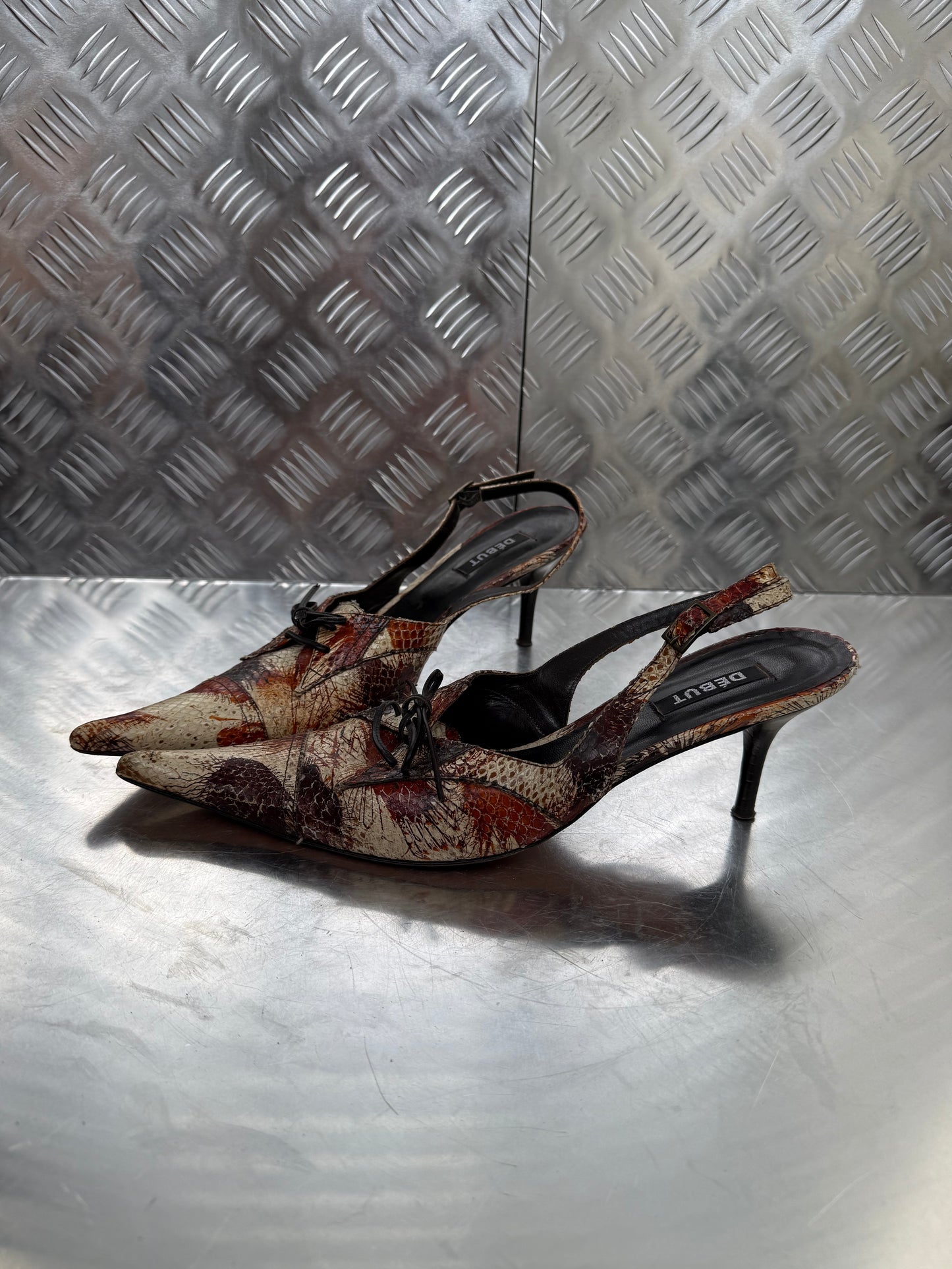 Vintage Italian printed leather slingback mules Twinkling Global