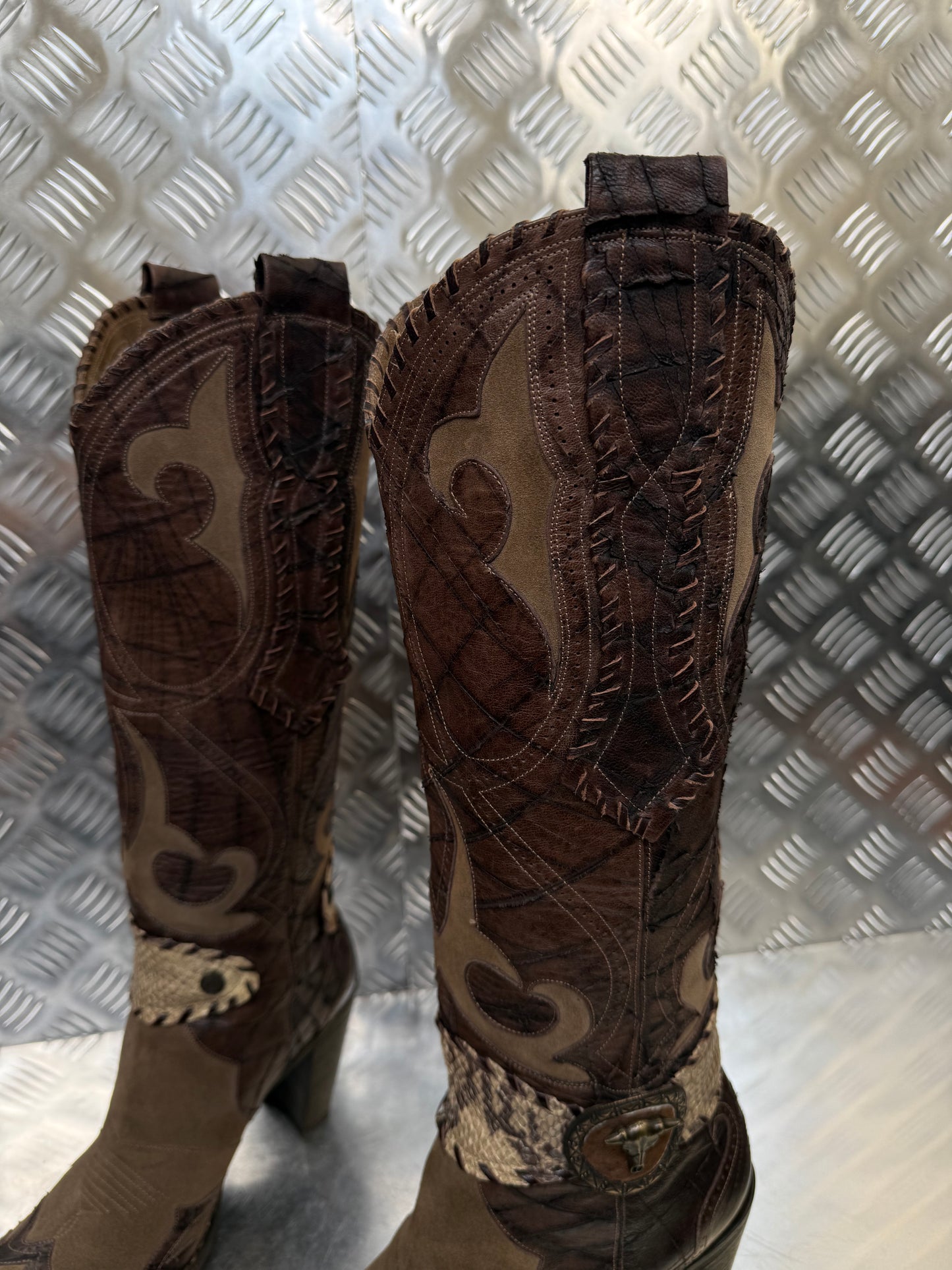 Vintage Italian leather cowboy boots TWINKLING GLOBAL