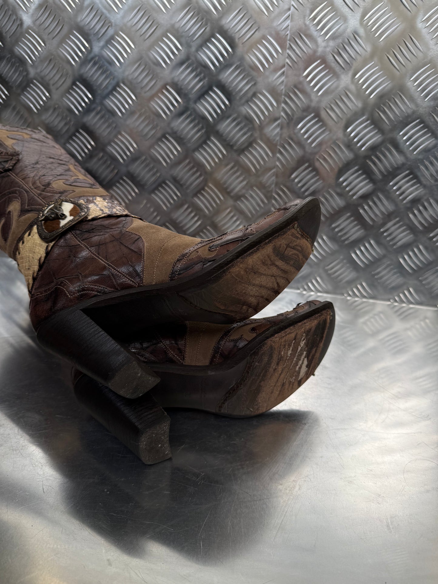 Vintage Italian leather cowboy boots TWINKLING GLOBAL