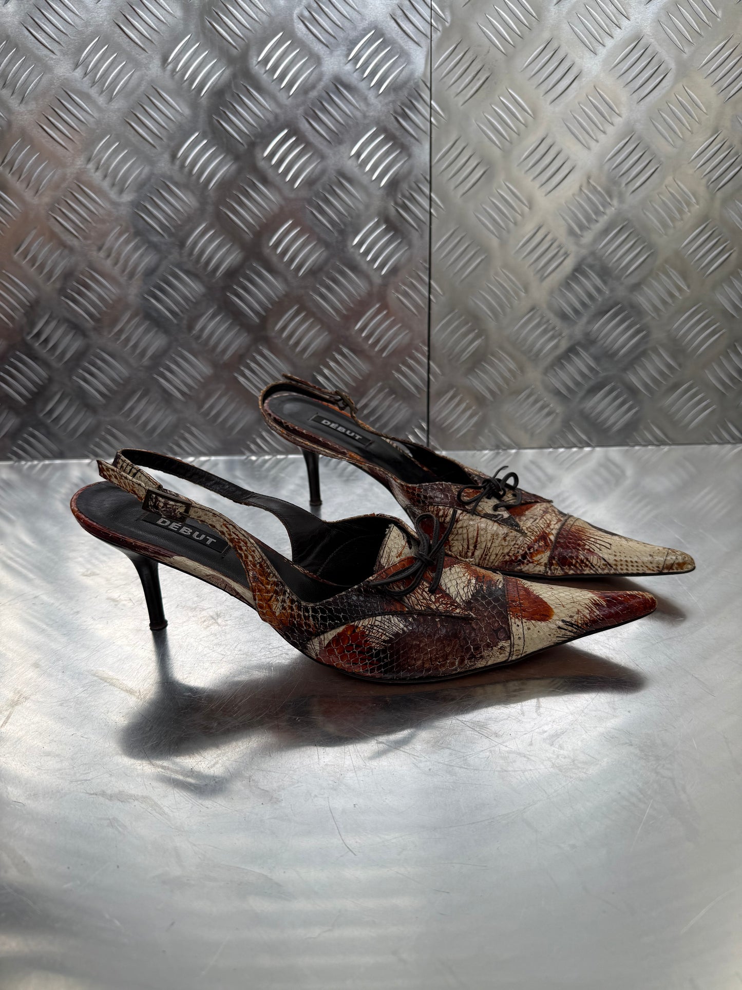 Vintage Italian printed leather slingback mules Twinkling Global