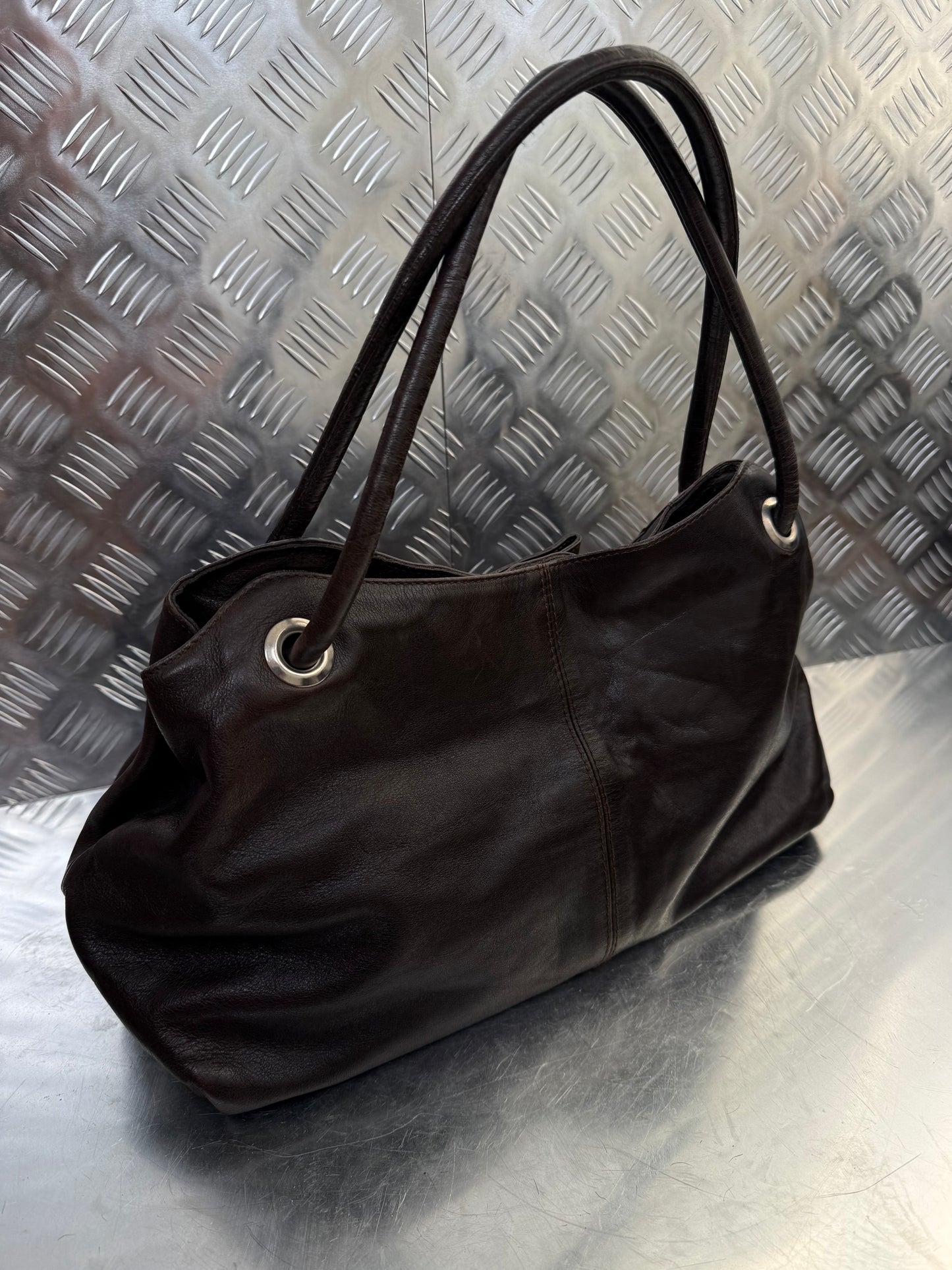 Vintage Furla Brown Leather Bag Twinkling Global