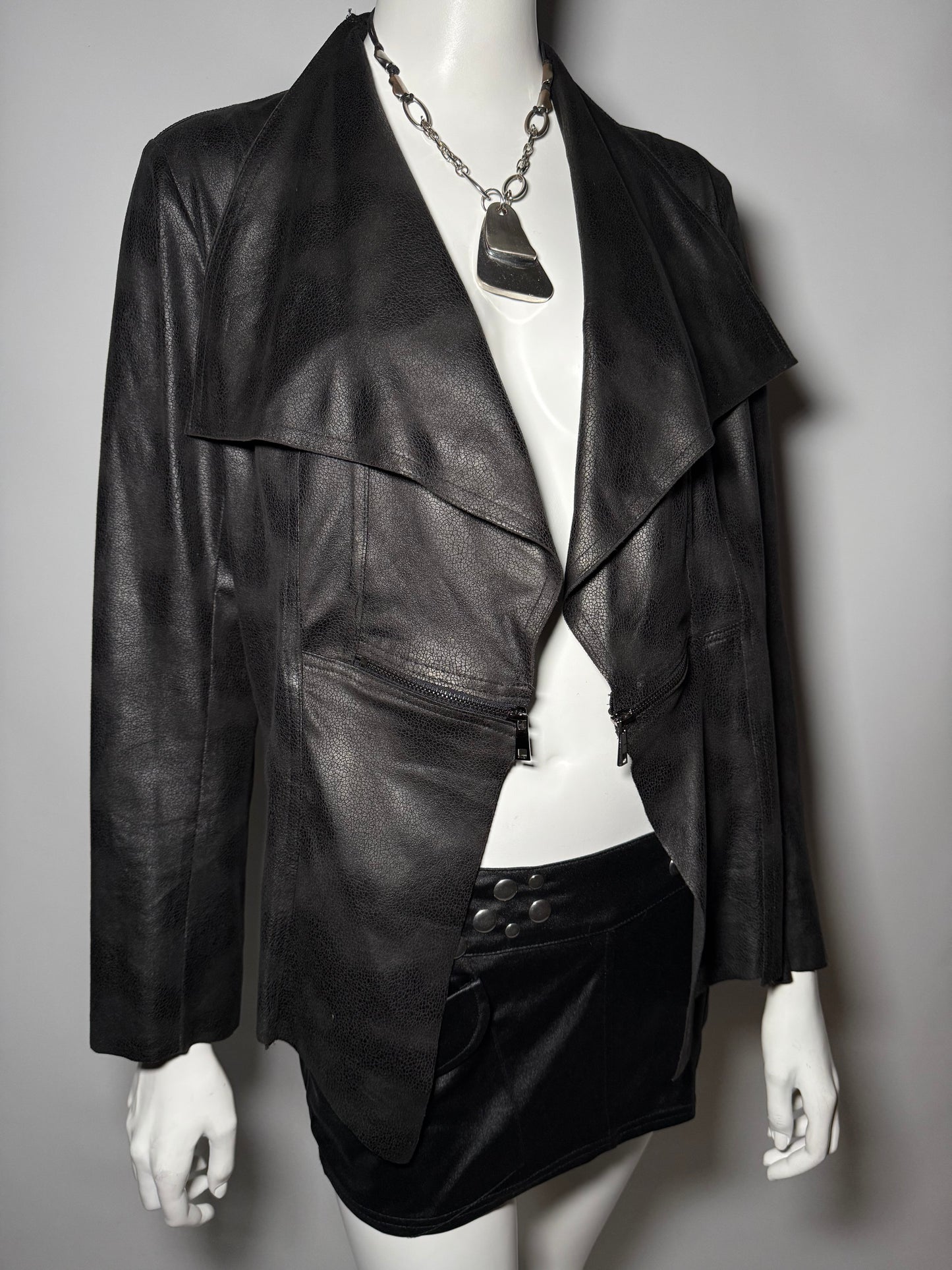 Vintage asymmetric leather jacket S-M Twinkling Global