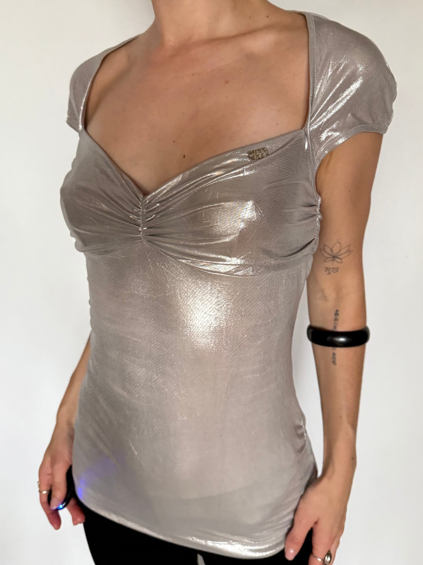 Vintage Metallic Miss Sixty Top with Open Back – Twinkling Global