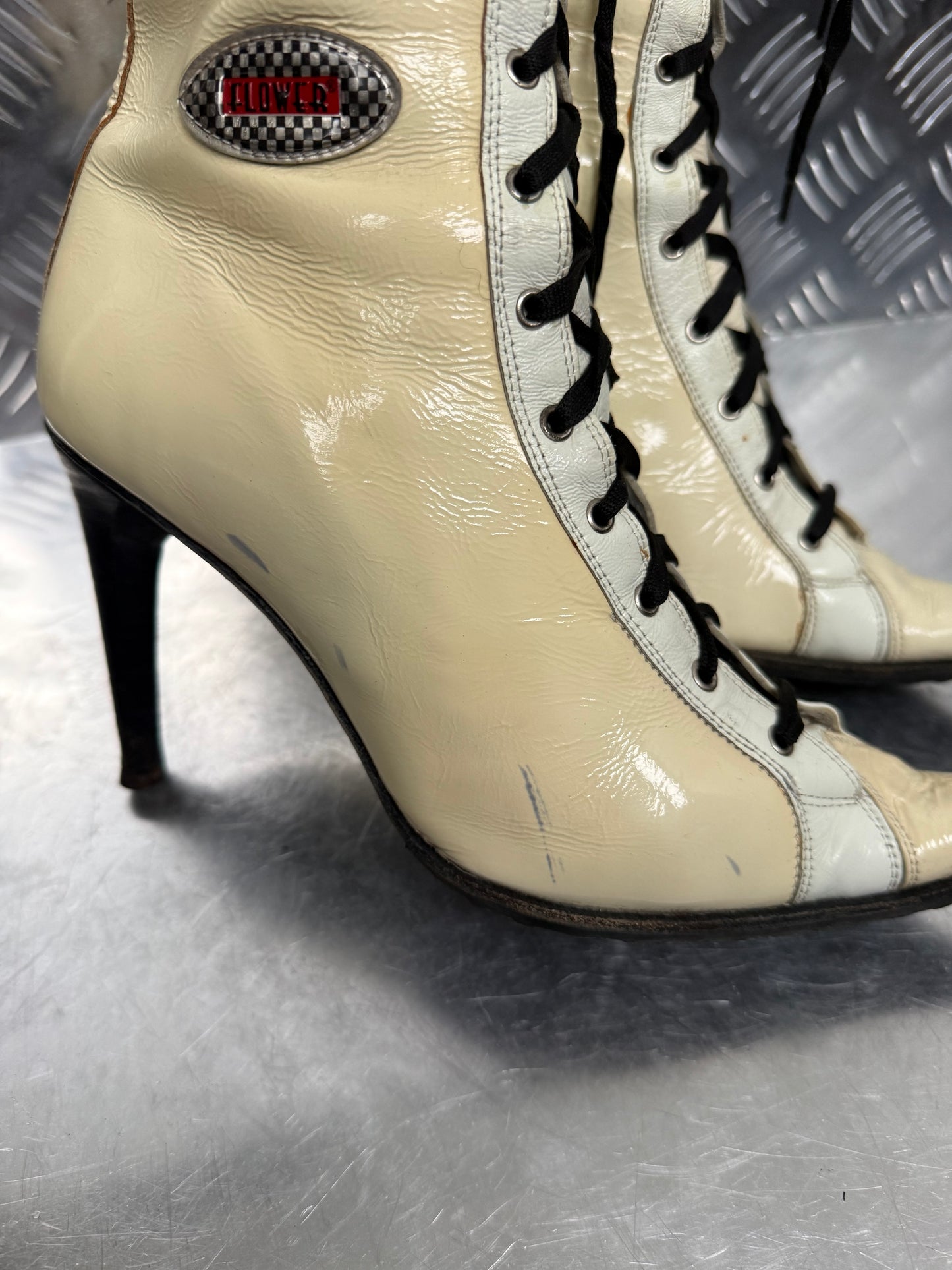 Italian racing lace-up leather boots TWINKLING GLOBAL