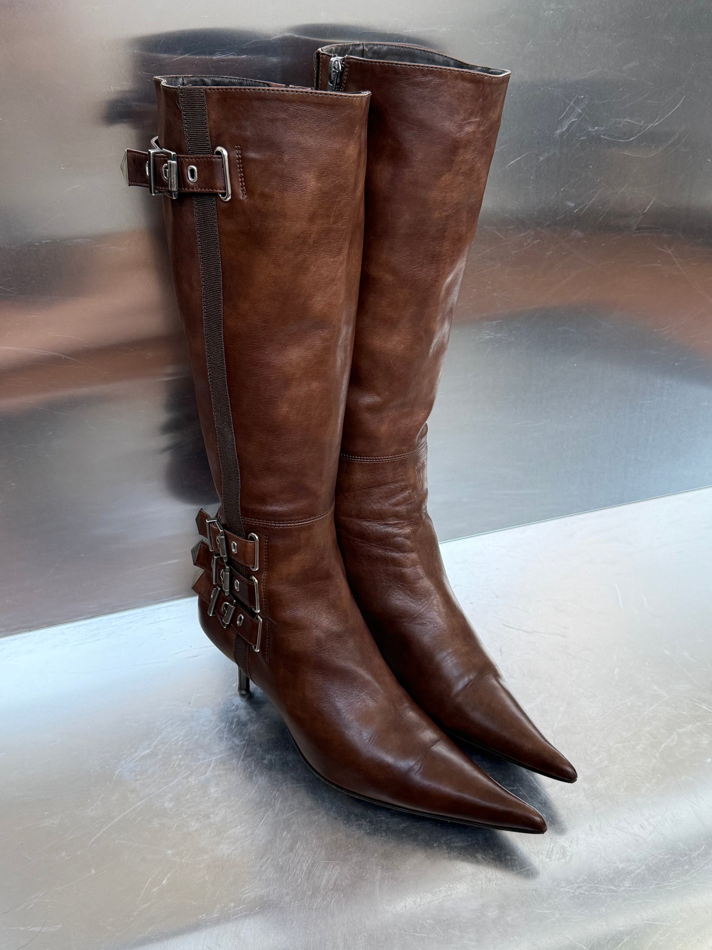 Vintage Brown Leather Boots SHY Twinkling Global