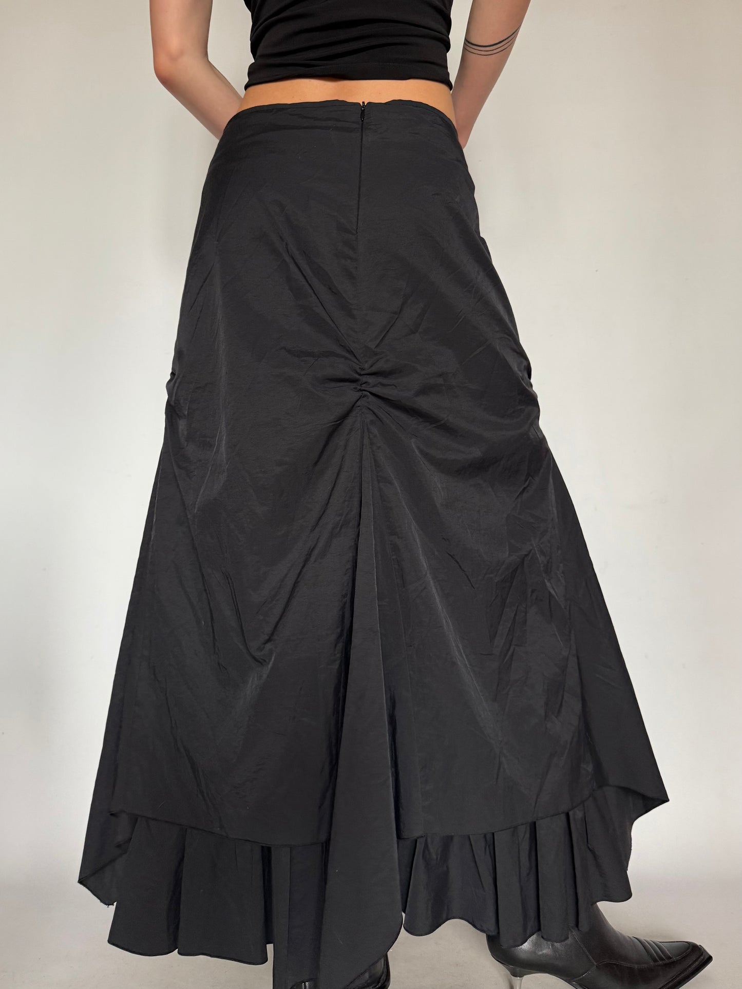 Layered Black Skirt with Draped Back Detail  Twinkling