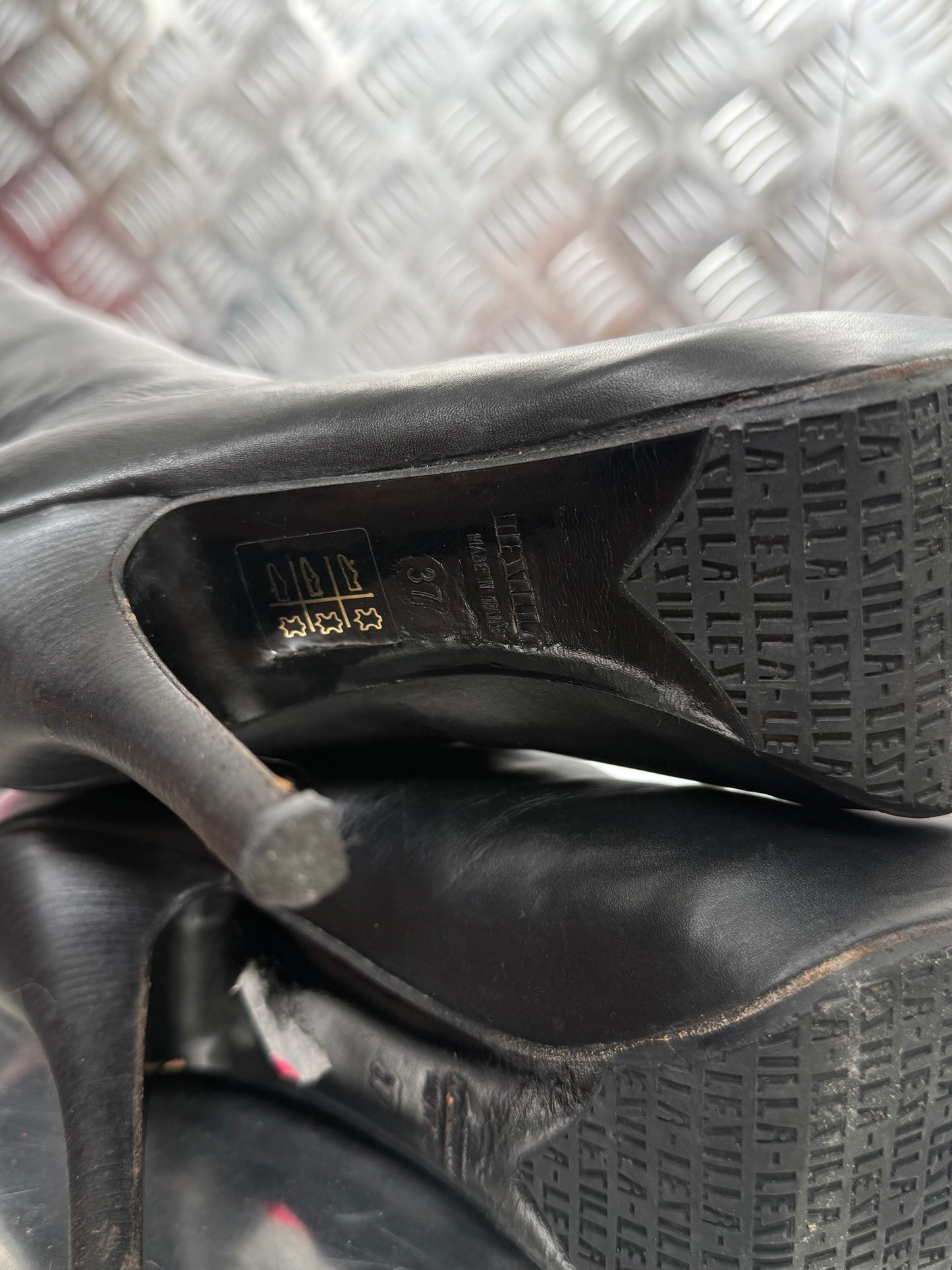 Le Silla Italian black leather platform stiletto boots Twinkling Global