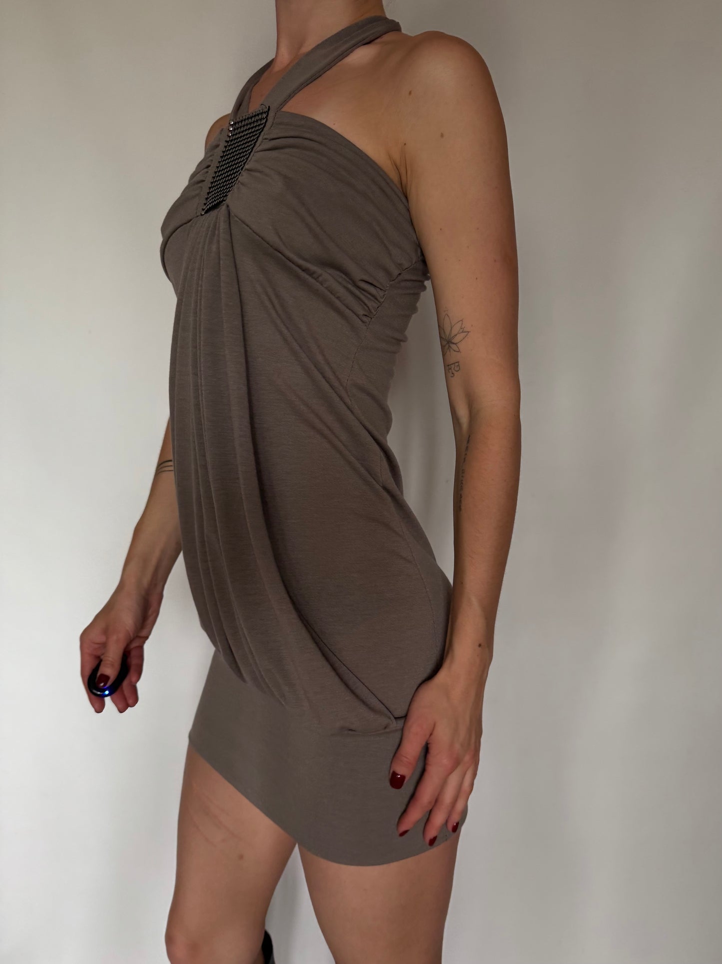 Y2K Stretch Mini Dress with Front Drape Twinkling Global