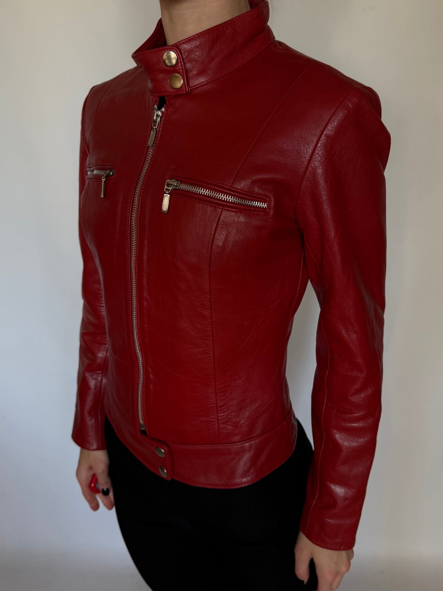 Vintage Red Leather Jacket Twinkling Global