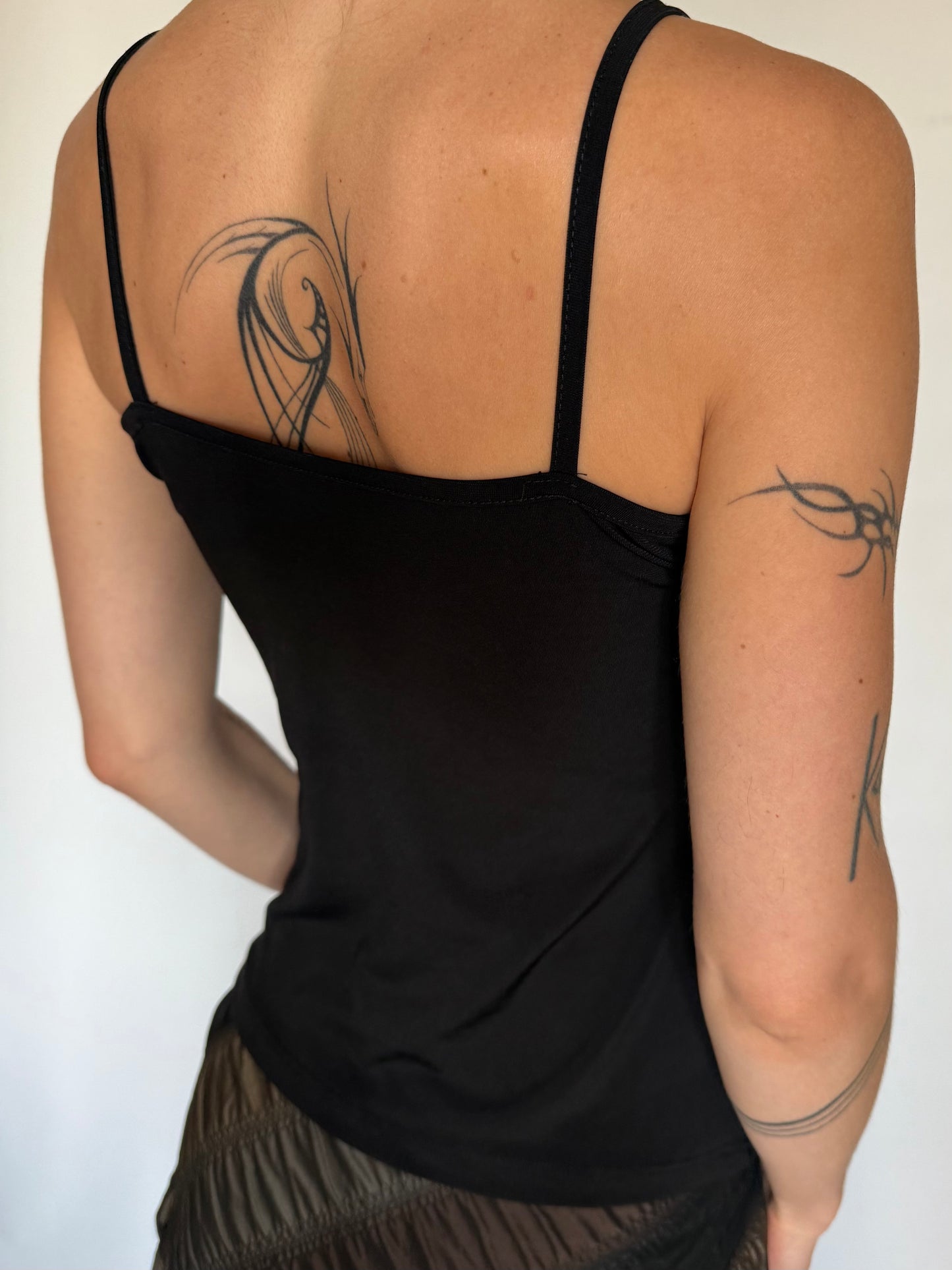 Y2K Black Stretchy Top with Rhinestone Detail  Twinkling