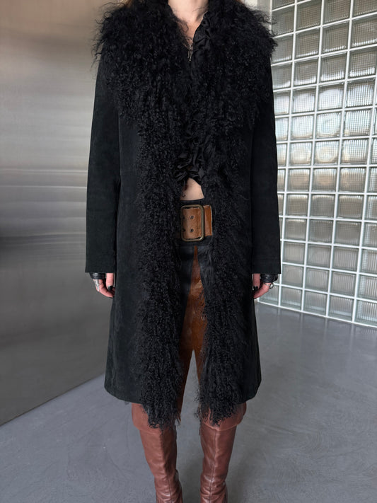 Vintage suede Penny Lane Afghan coat with llama fur Twinkling Global
