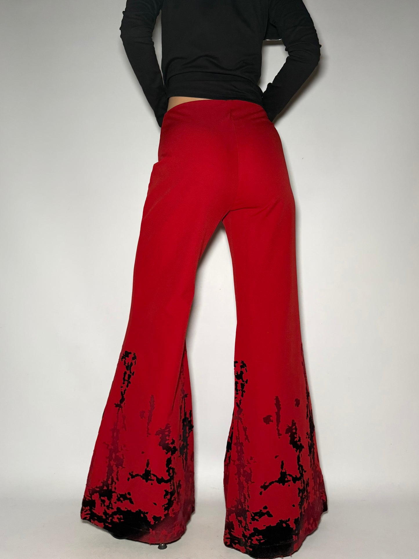 Red Flare Pants with Black Detail Twinkling Global